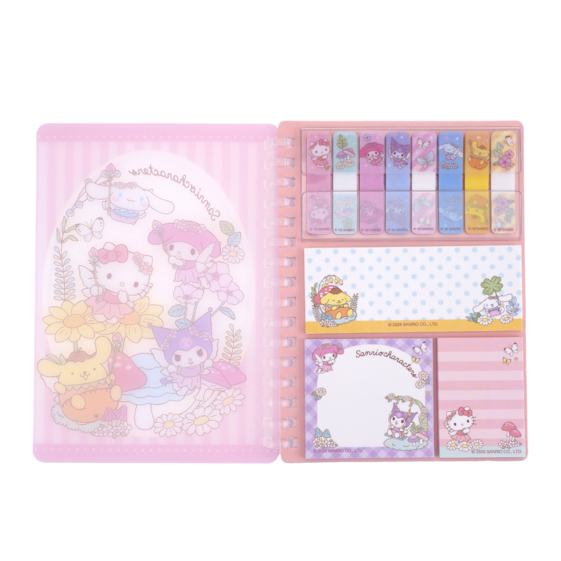 Mix Characters A6 Soft Wire-O Notebook w/ Memo Pad A6 軟線圈簿連便條紙 (共60頁紙，內有8款書籤貼及3款便條貼)