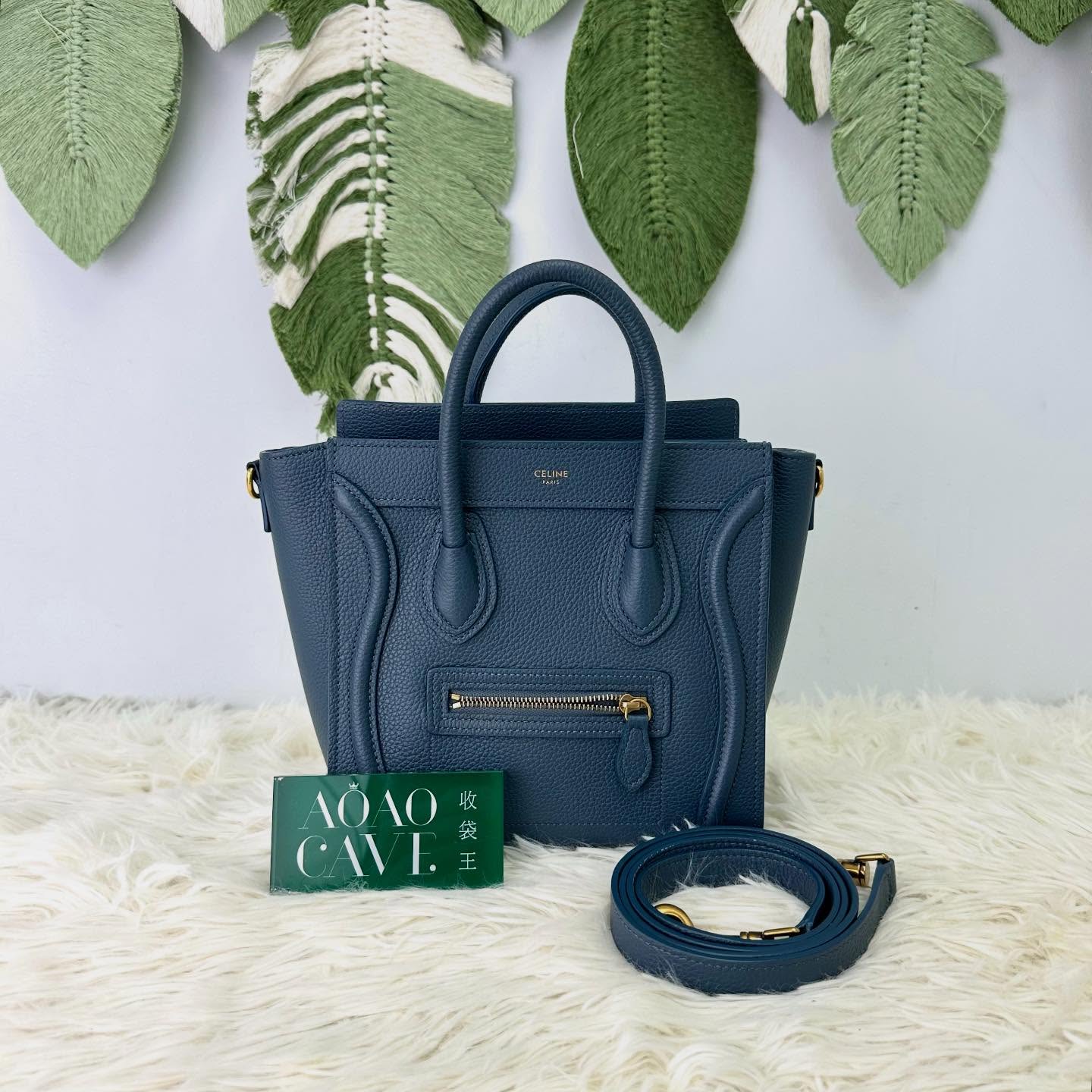 CELINE 🤍PRE OWNED 深藍色笑臉包 Nano Size 單肩斜肩手提包💙 