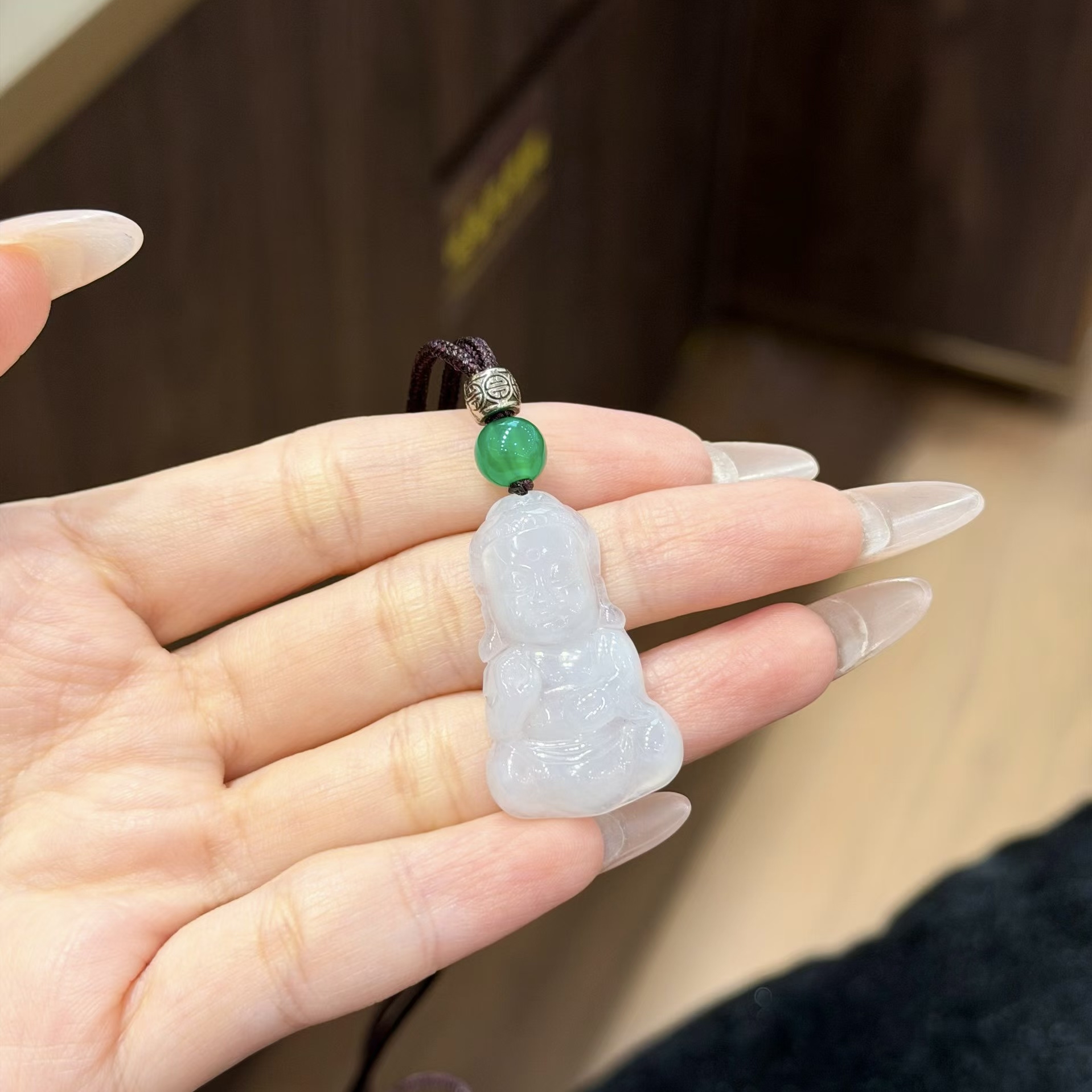 天然翡翠冰糯种宝宝佛吊坠