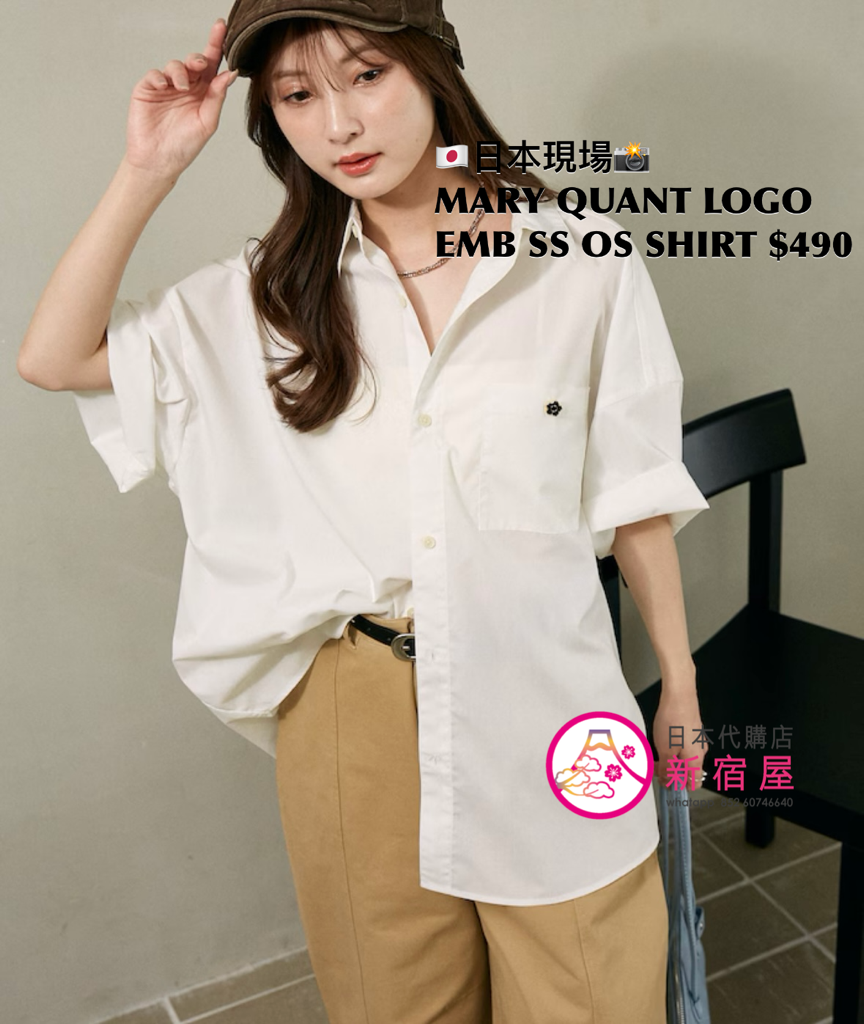 MARY QUANT 限定 LOGO EMBROIDERED SS OVERSIZED SHIRT
