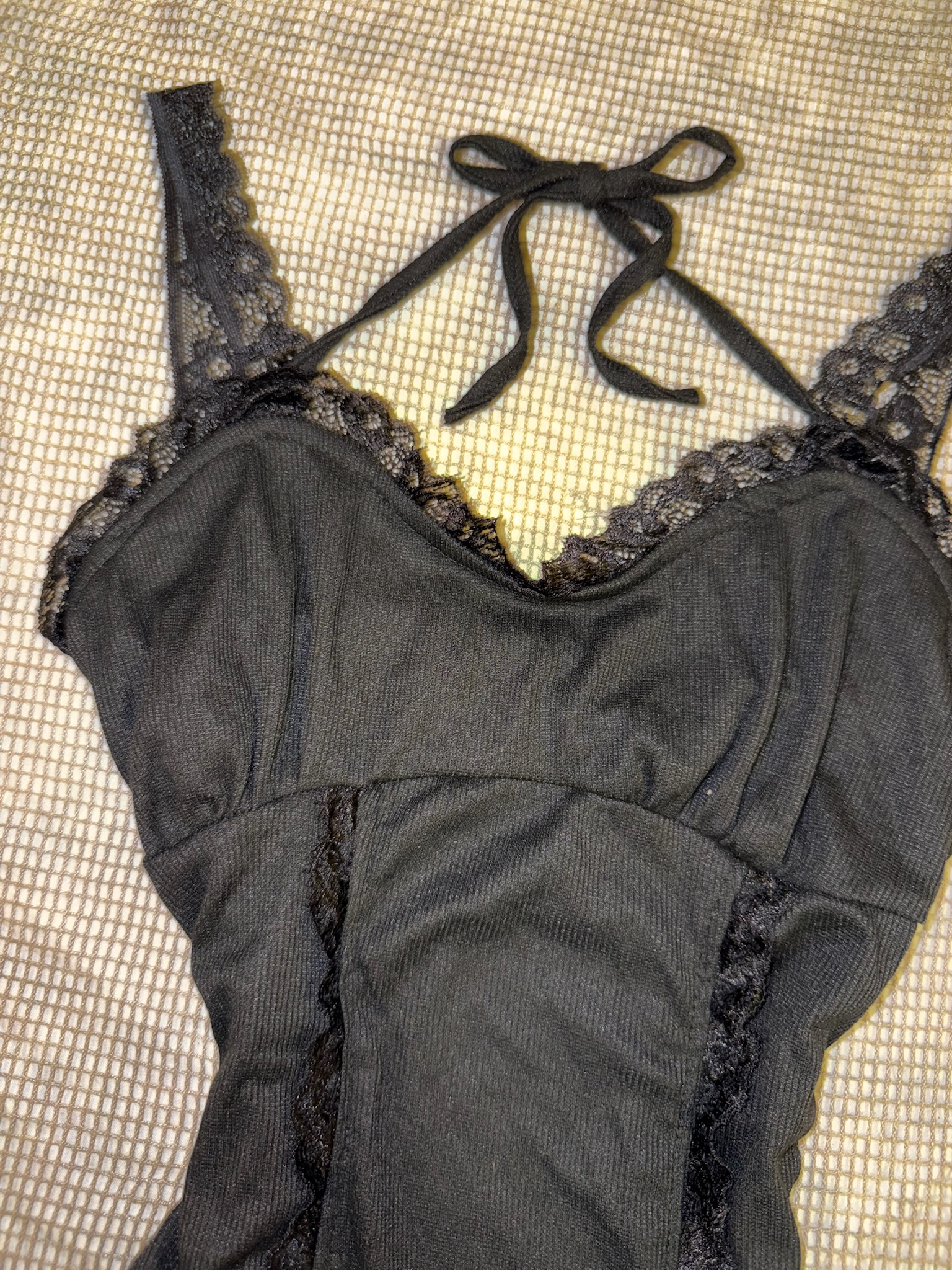 Gothic Coquette Halter Neck Lace Trim Cami 