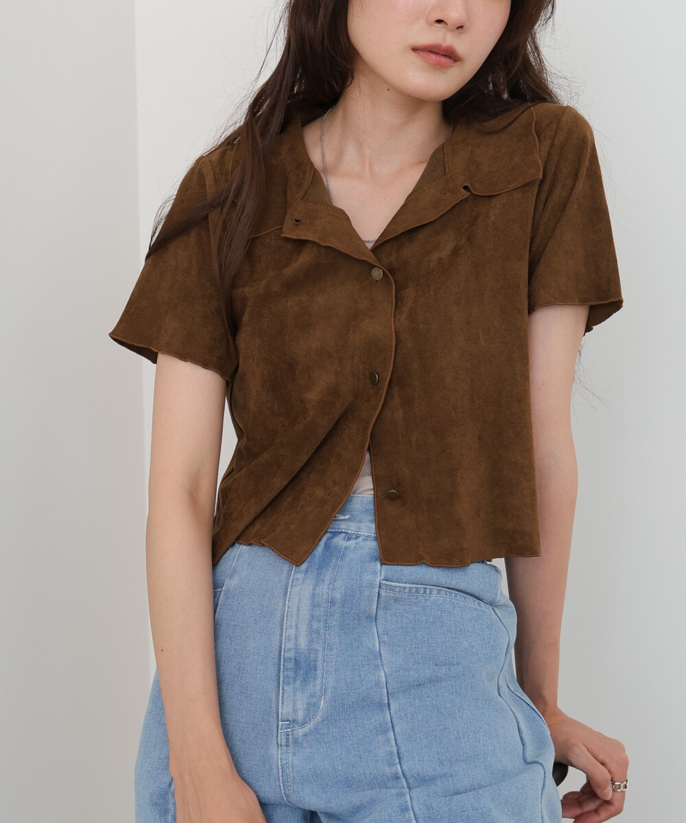 輕薄麂皮短袖襯衫【JT024】