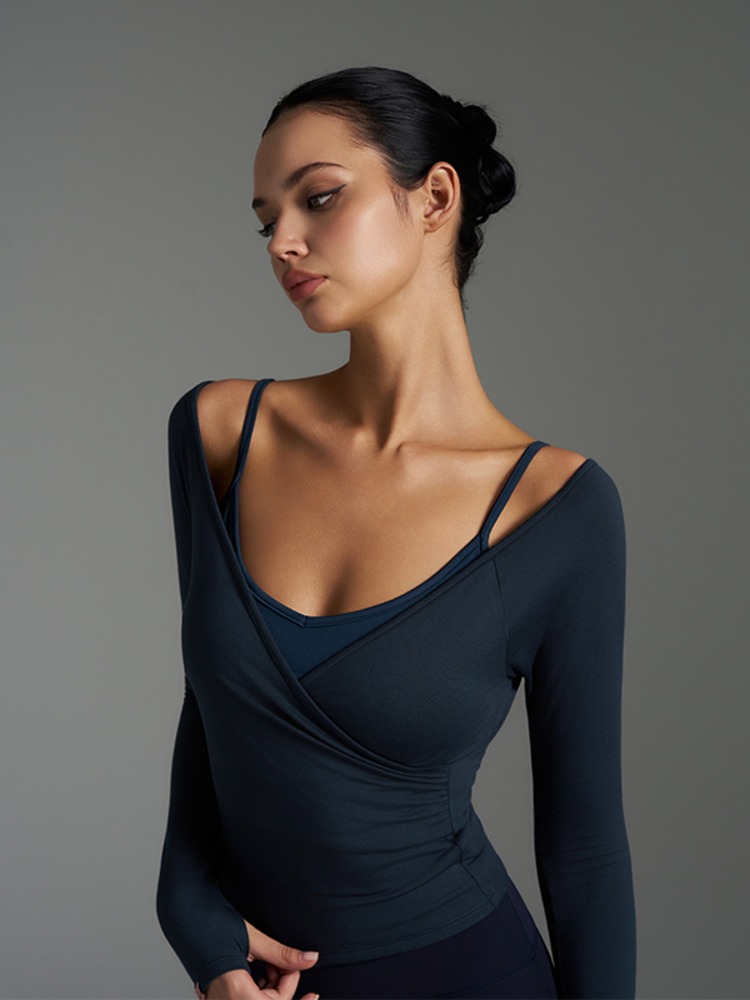 【包身薄Outer】預購_Brushed Off-Shoulder Wrap Long Sleeve
