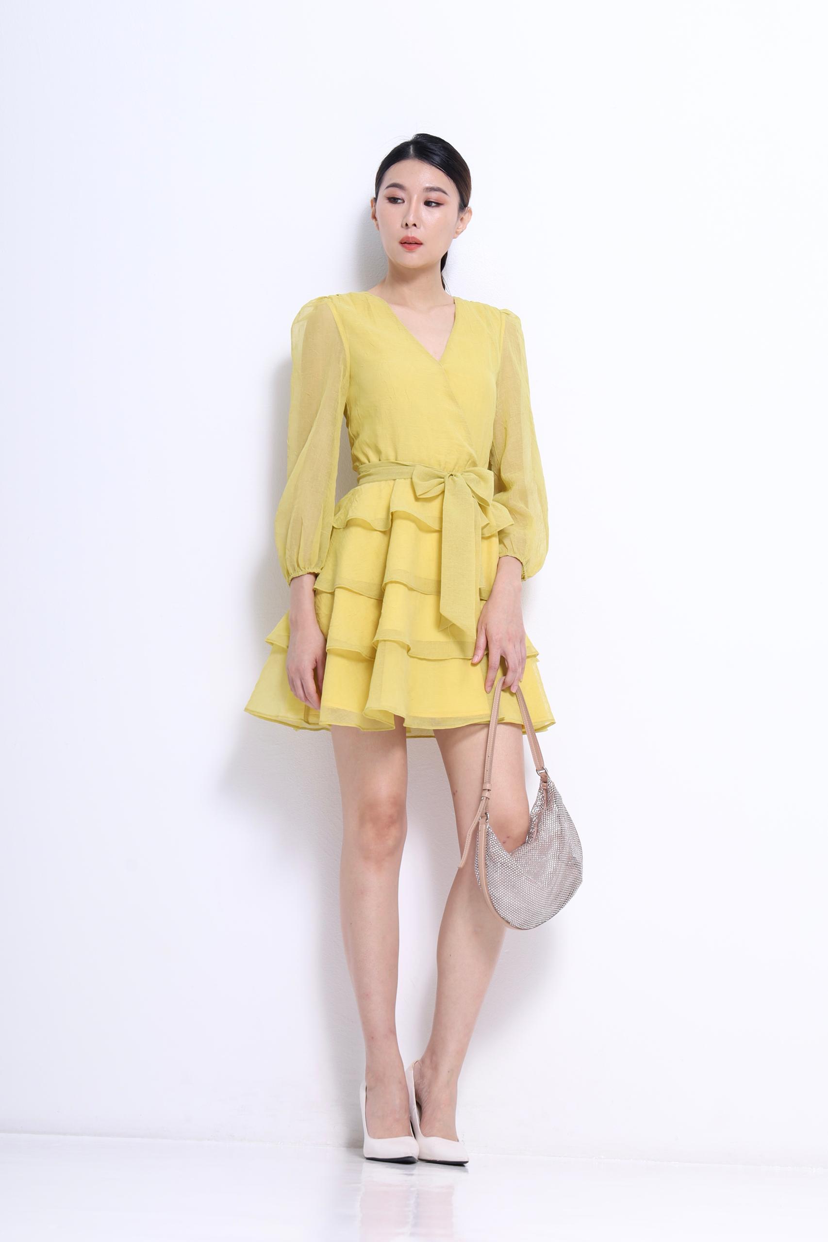 独家V领蛋糕连身裙 2134