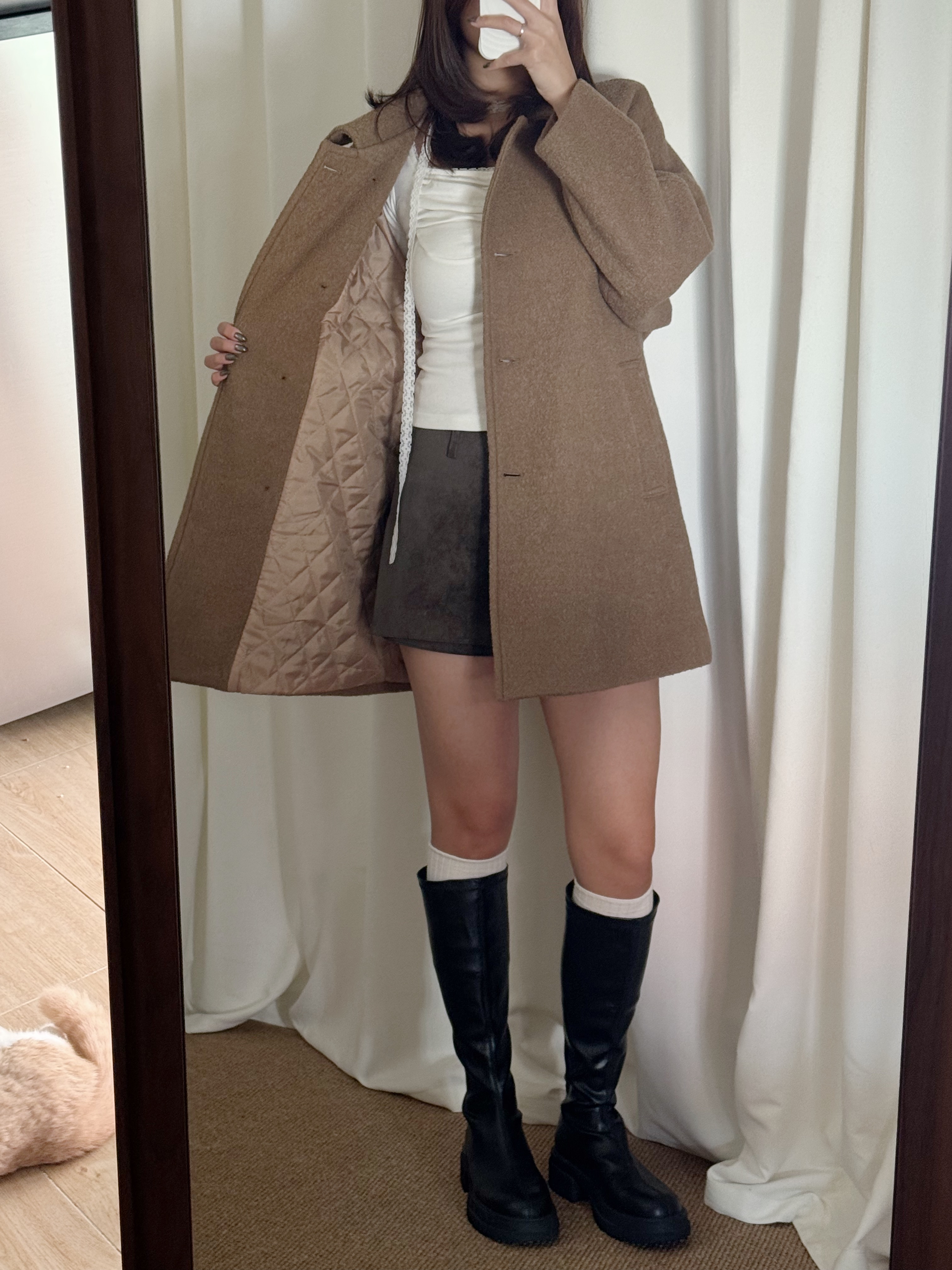 [100%wool🐑][高質大衣!]翻領羊毛中長大衣(兩色入)