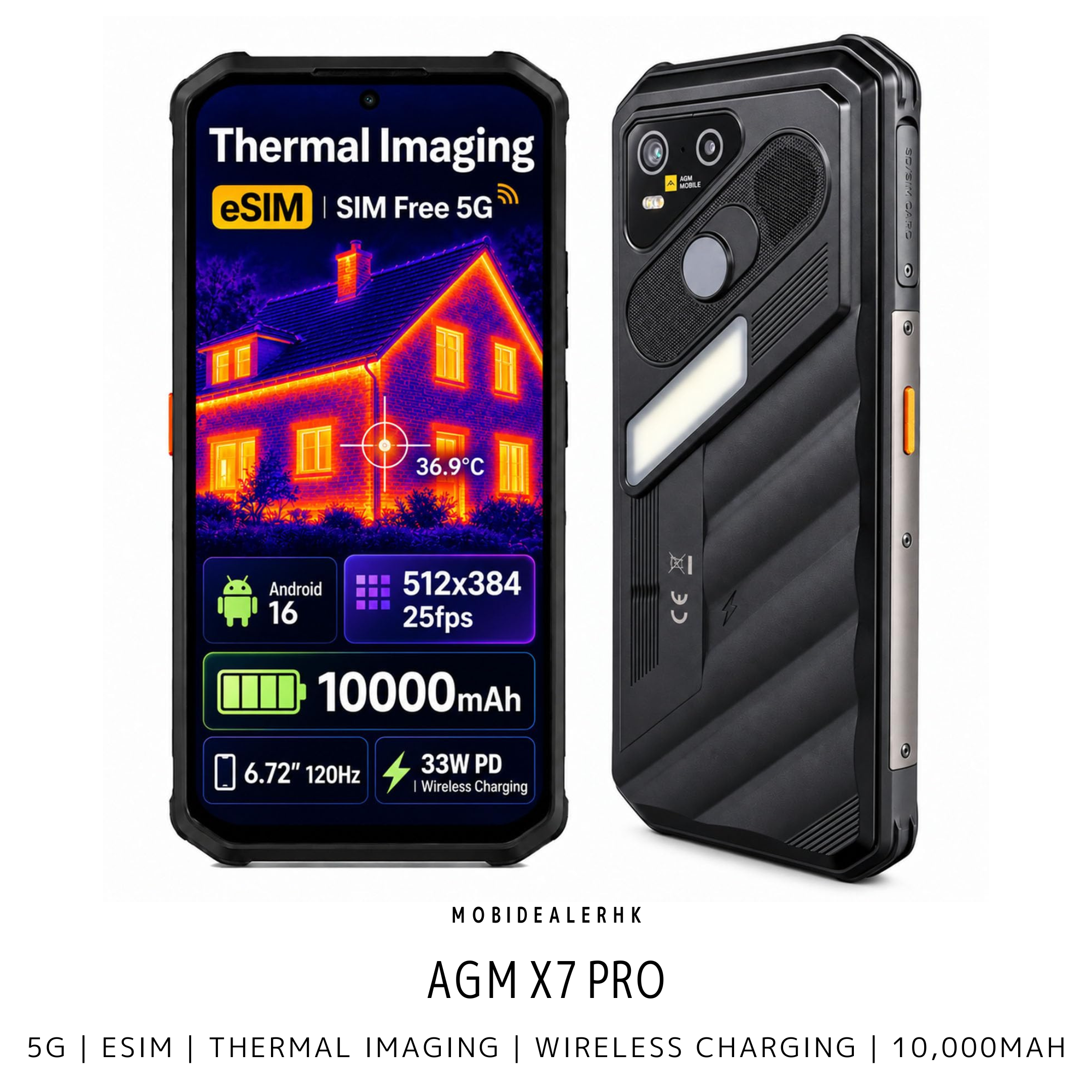 AGM X7 Pro 5G三防手機｜熱成像 10000mAh｜MobiDealerHK