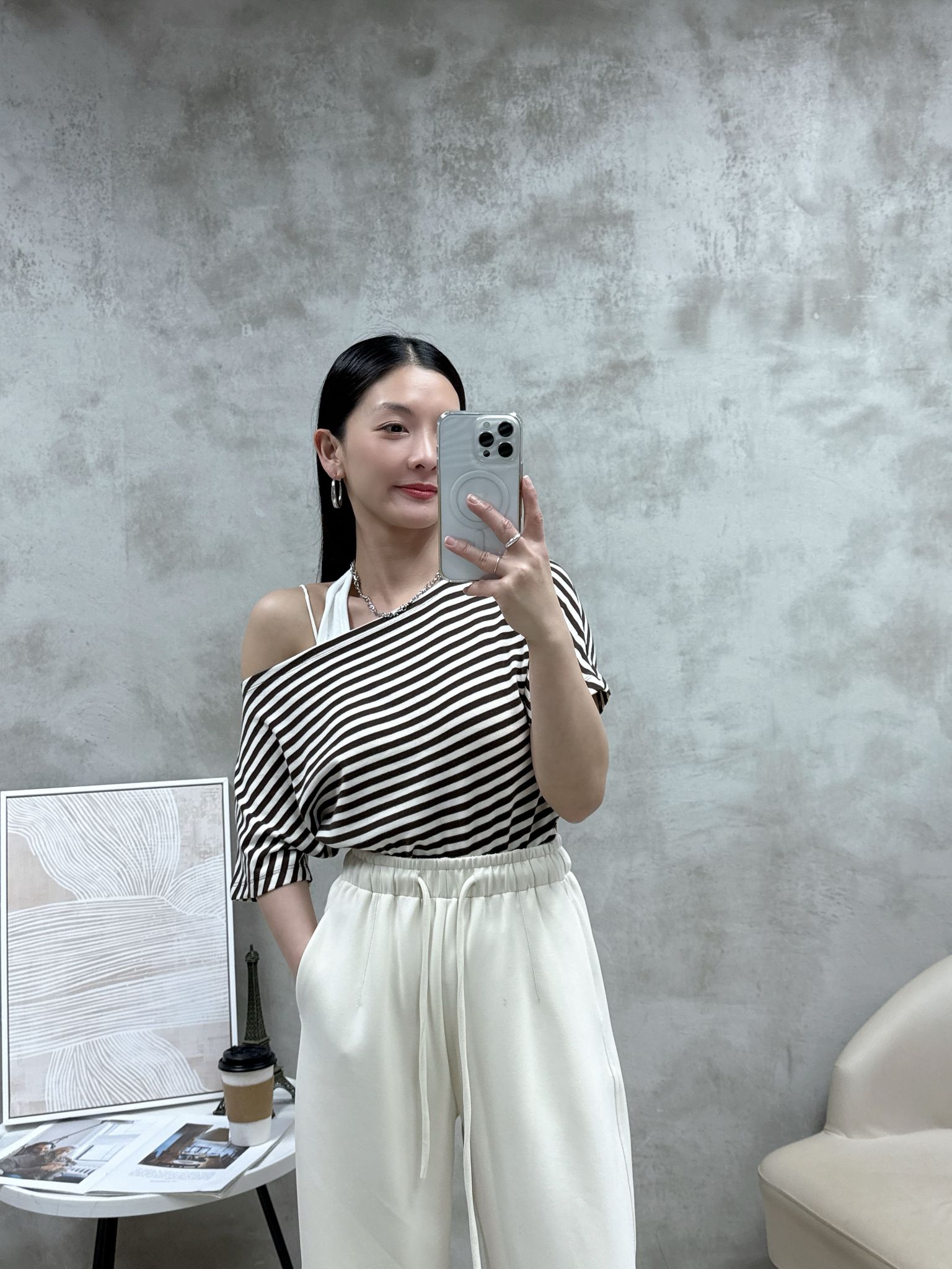 C08 假兩件橫間Top