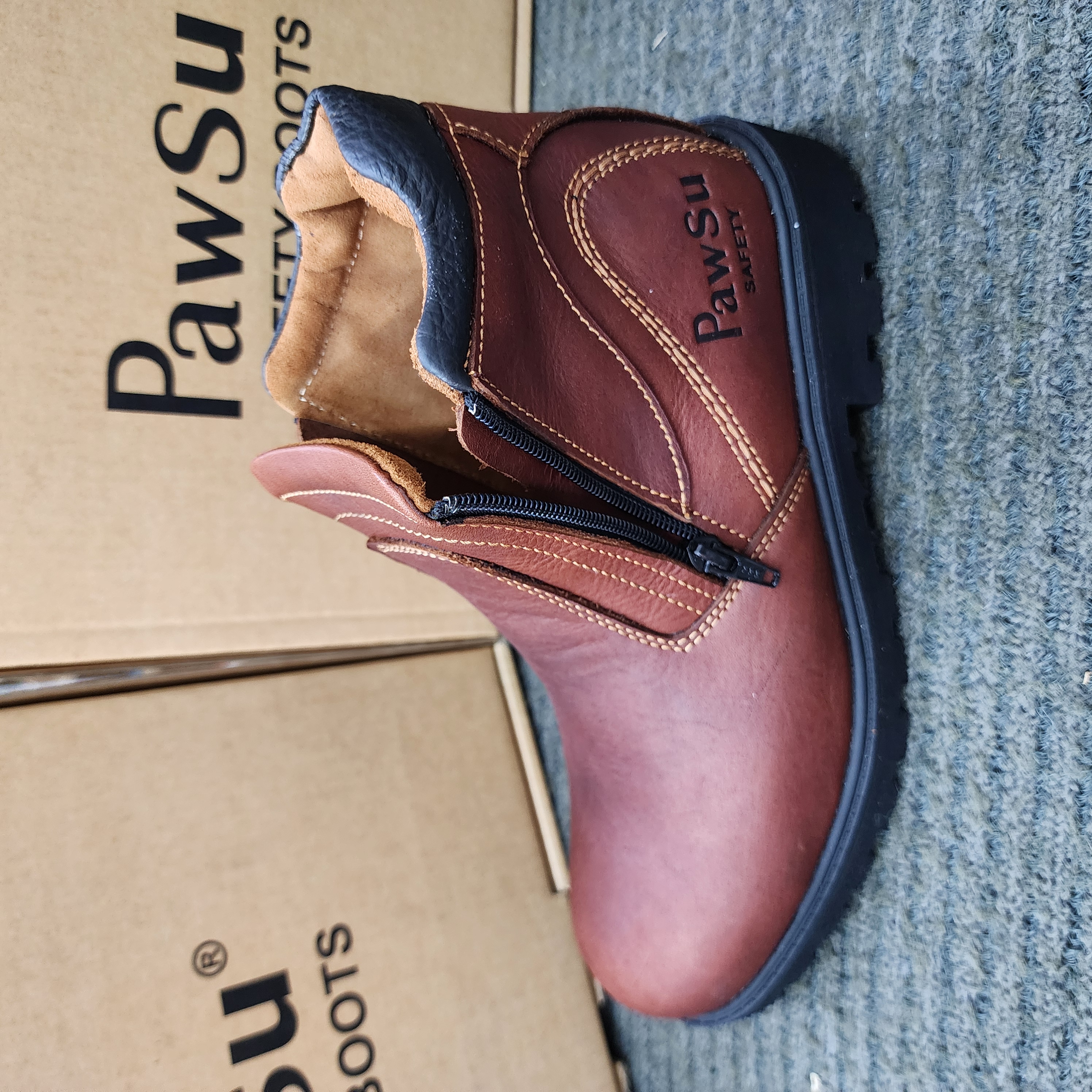 PAWSU MEN'S SAFETY BOOT / STEEL TOE PLATE HEAVY DUTY SAFETY BOOT / KASUT KERJA LELAKI PS902 SERIES ZIP-ON SAFETY Kasut Keselamatan Lelaki Kerja Lasak Zip