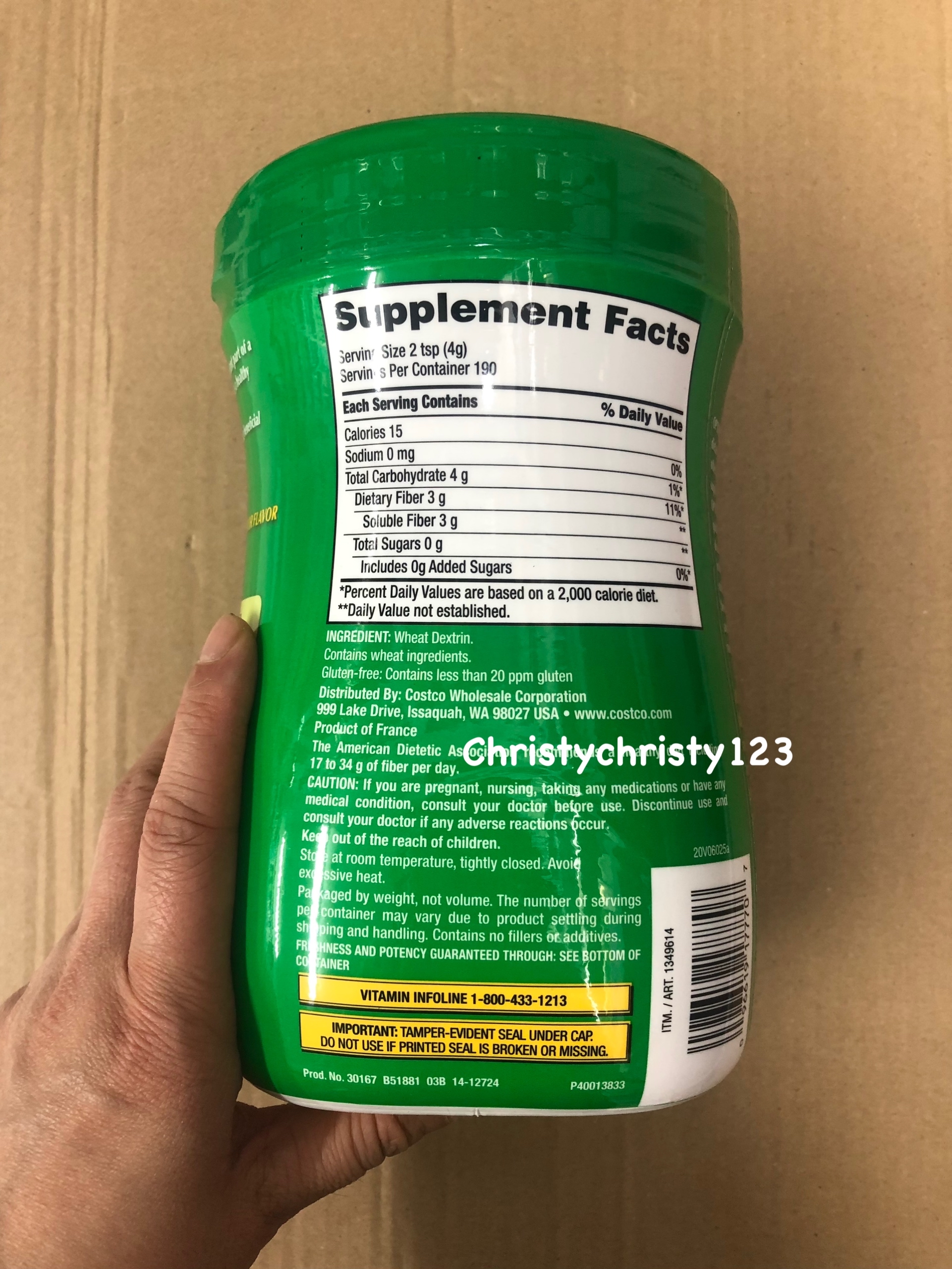 (大樽 760g) ~Kirkland 水溶性無糖膳食纖維粉 -190份 (Kirkland Signature Optifiber Prebiotic Fiber Supplement) 