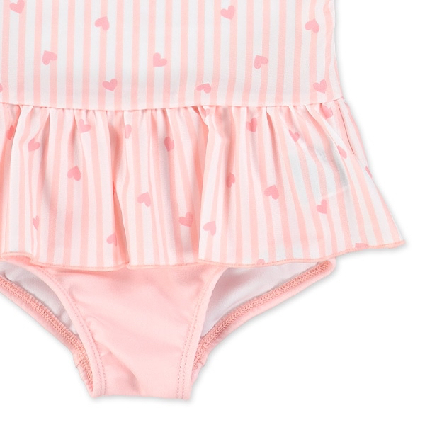 🇯🇵預訂 日本直送🇯🇵愛心滿印條紋荷葉邊連身泳衣