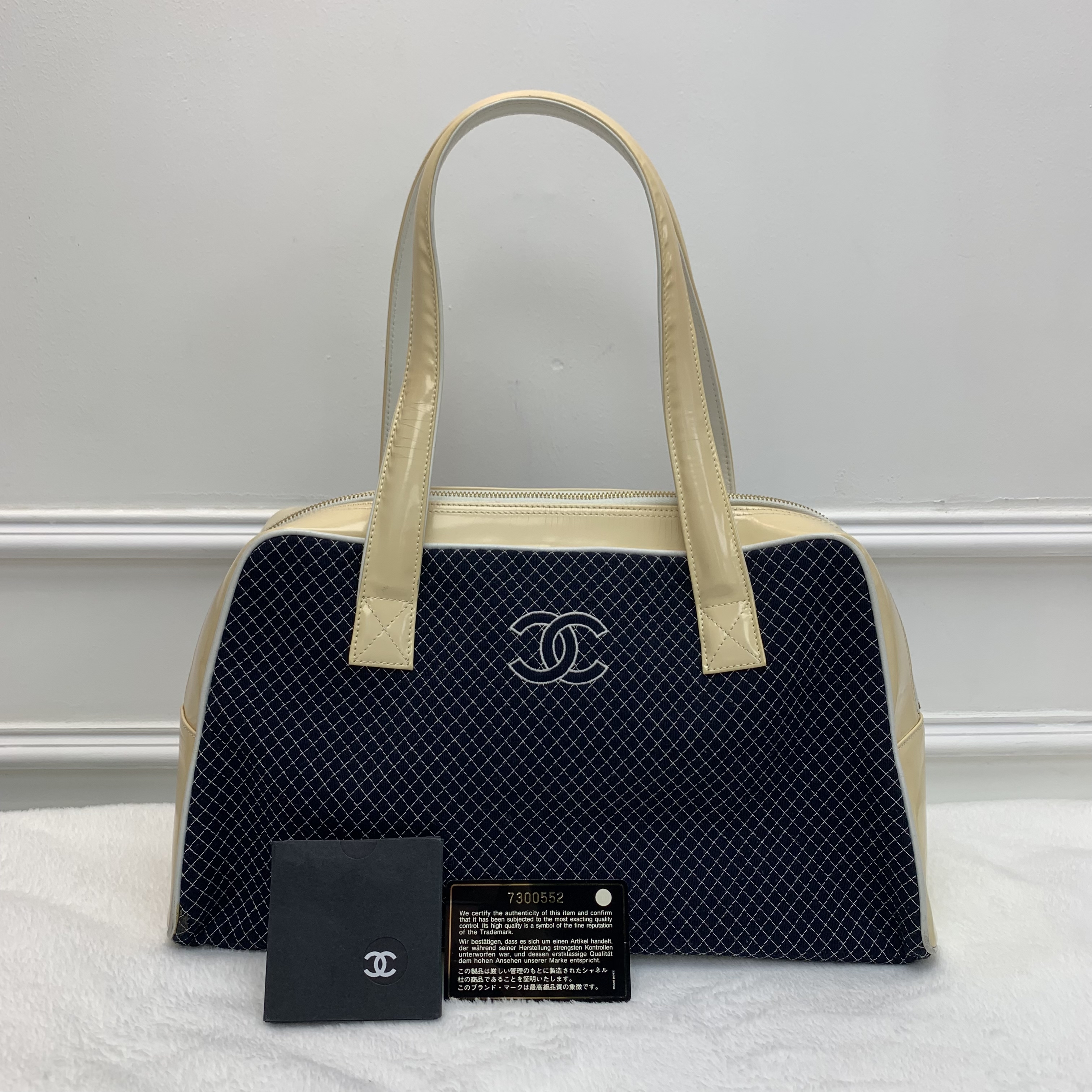 中古包💙Chanel漆皮拼布保齡球