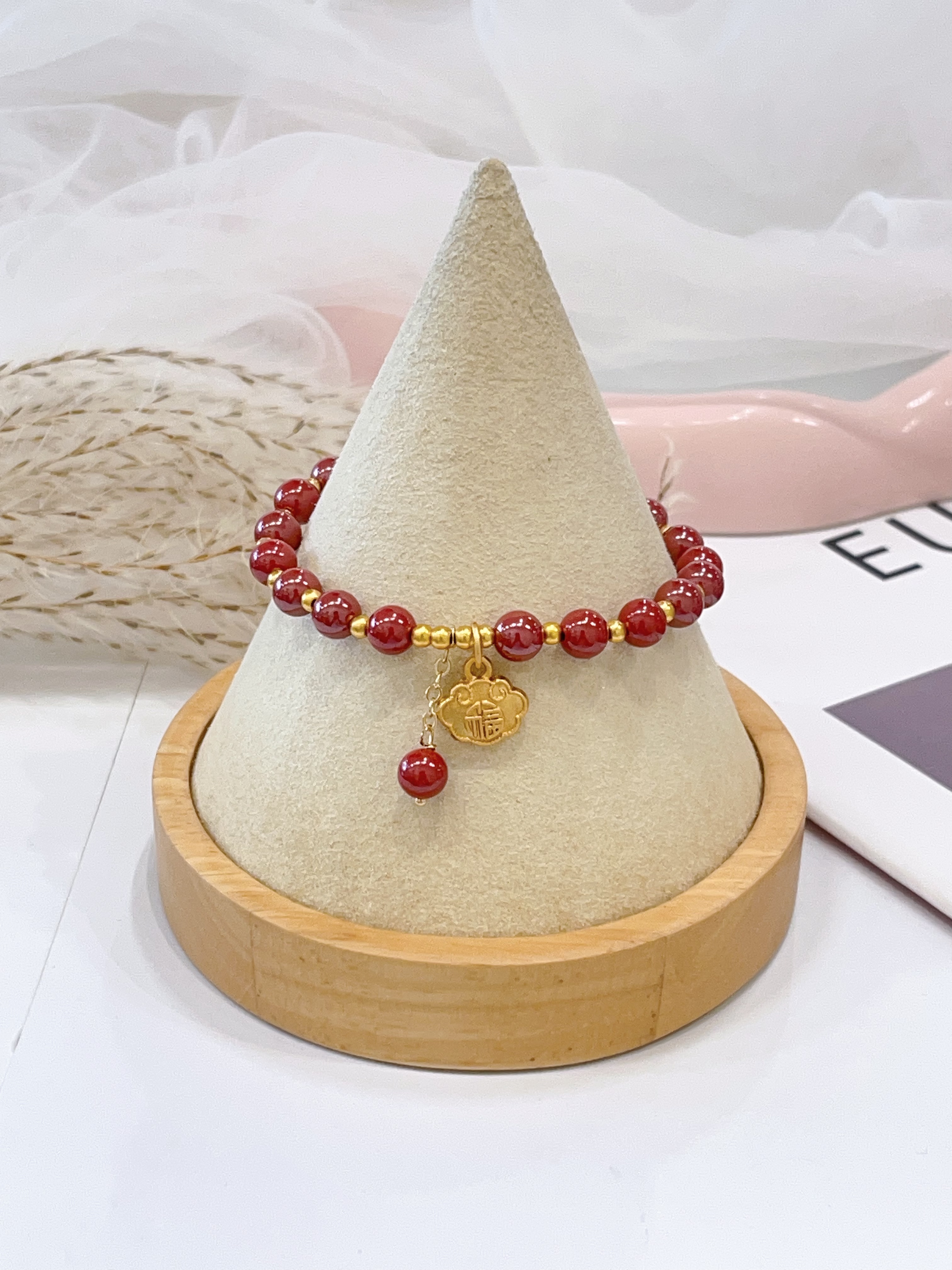 🔒 帝王砂 × 福锁手串 Imperial Sand Stone & Fortune Lock Charm | 6mm