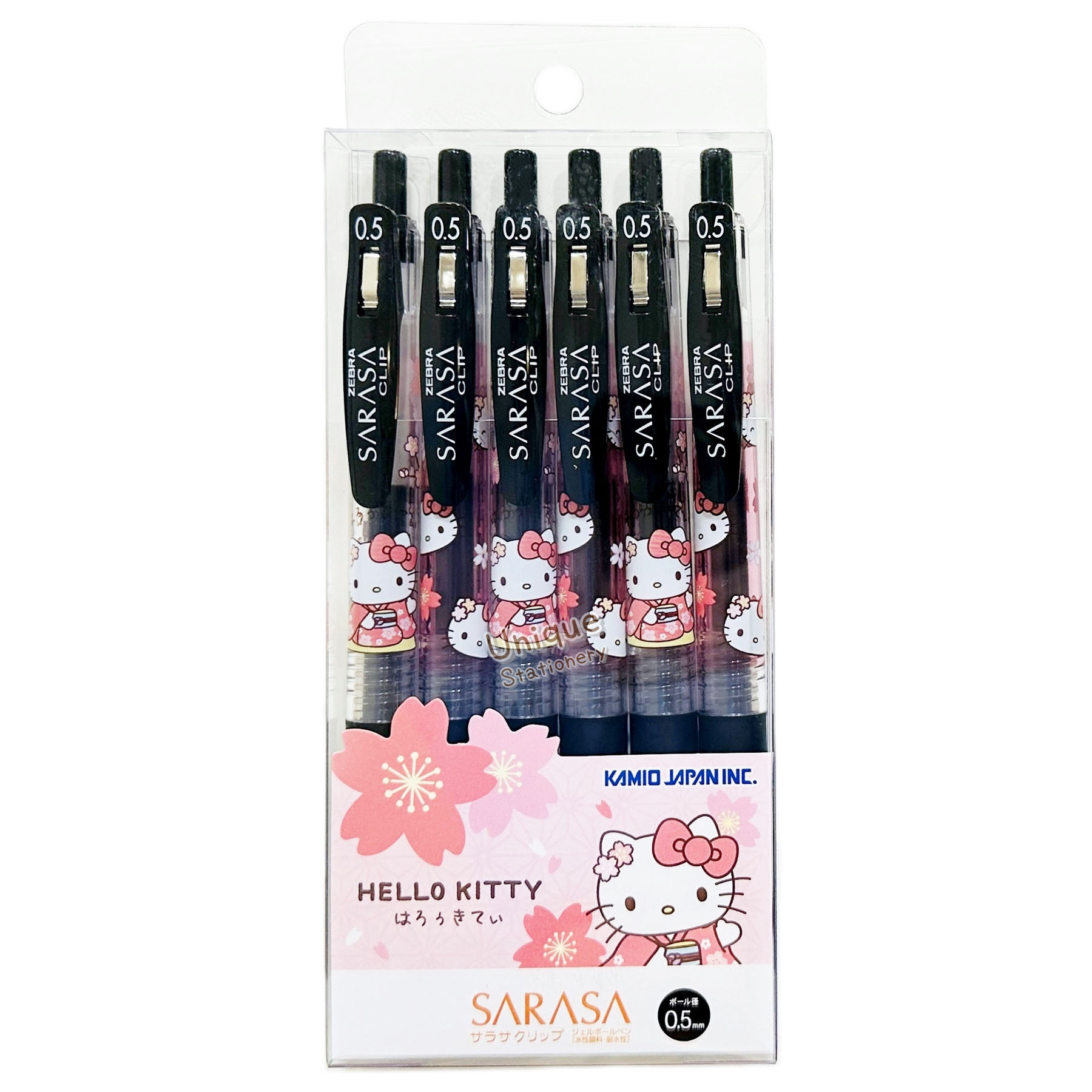 現貨｜【一套6枝】Sanrio Hello Kitty 日本製 Zebra SARASA CLIP 0.5mm 黑色 啫喱筆 套裝 (231179)