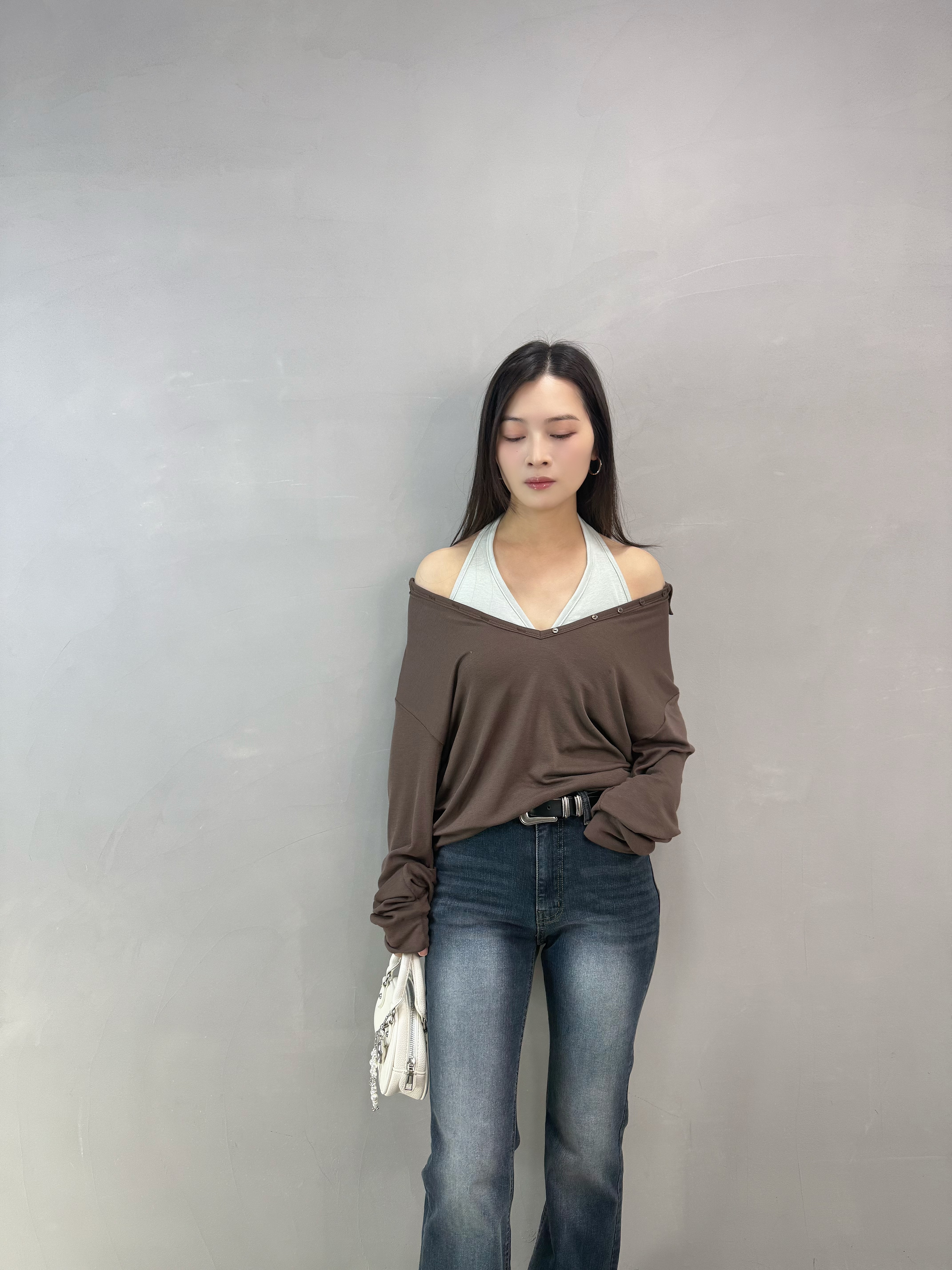 I09 掛頸bra-top+反領top set