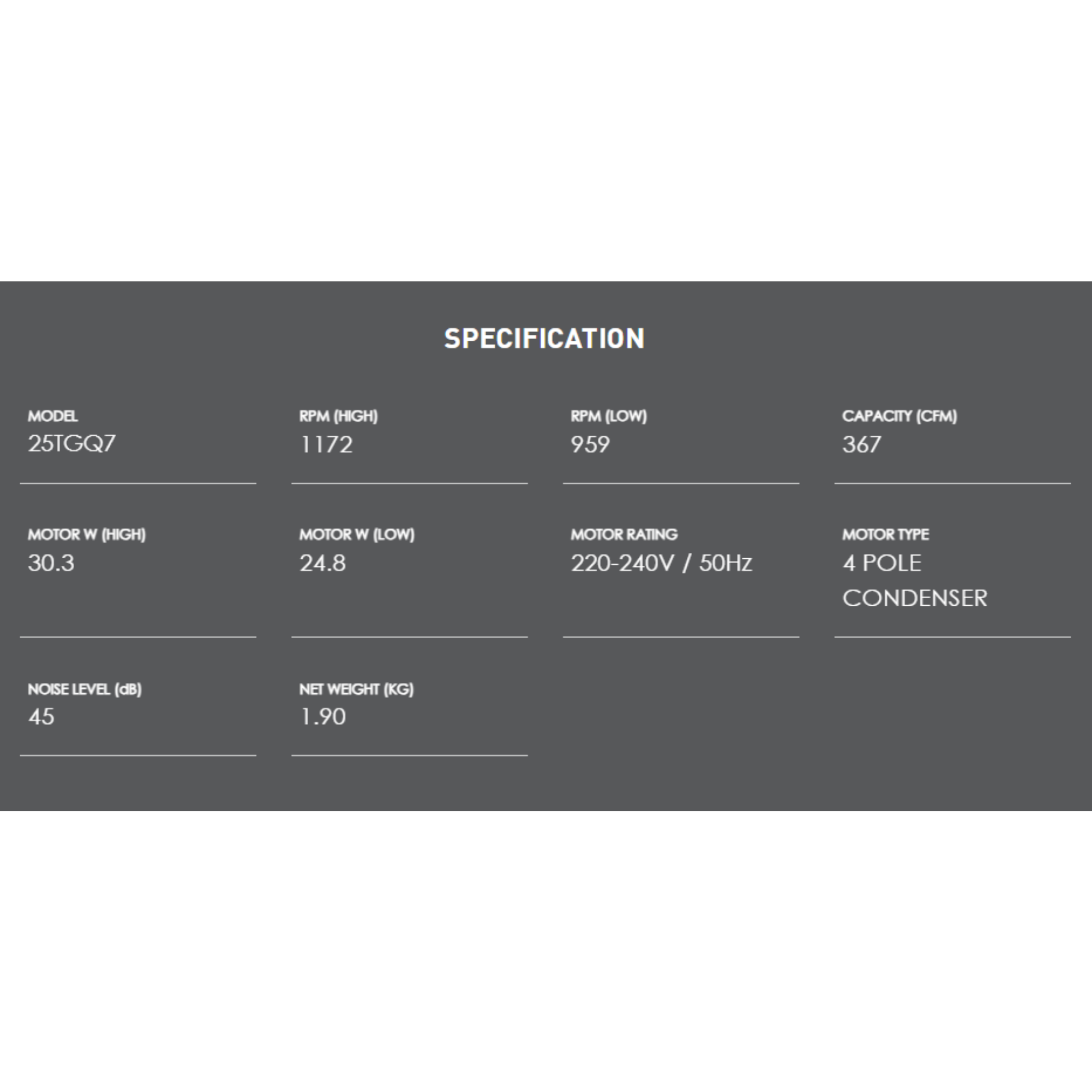 KDK 10" Ceiling Mount Ventilating Fan (25TGQ7)