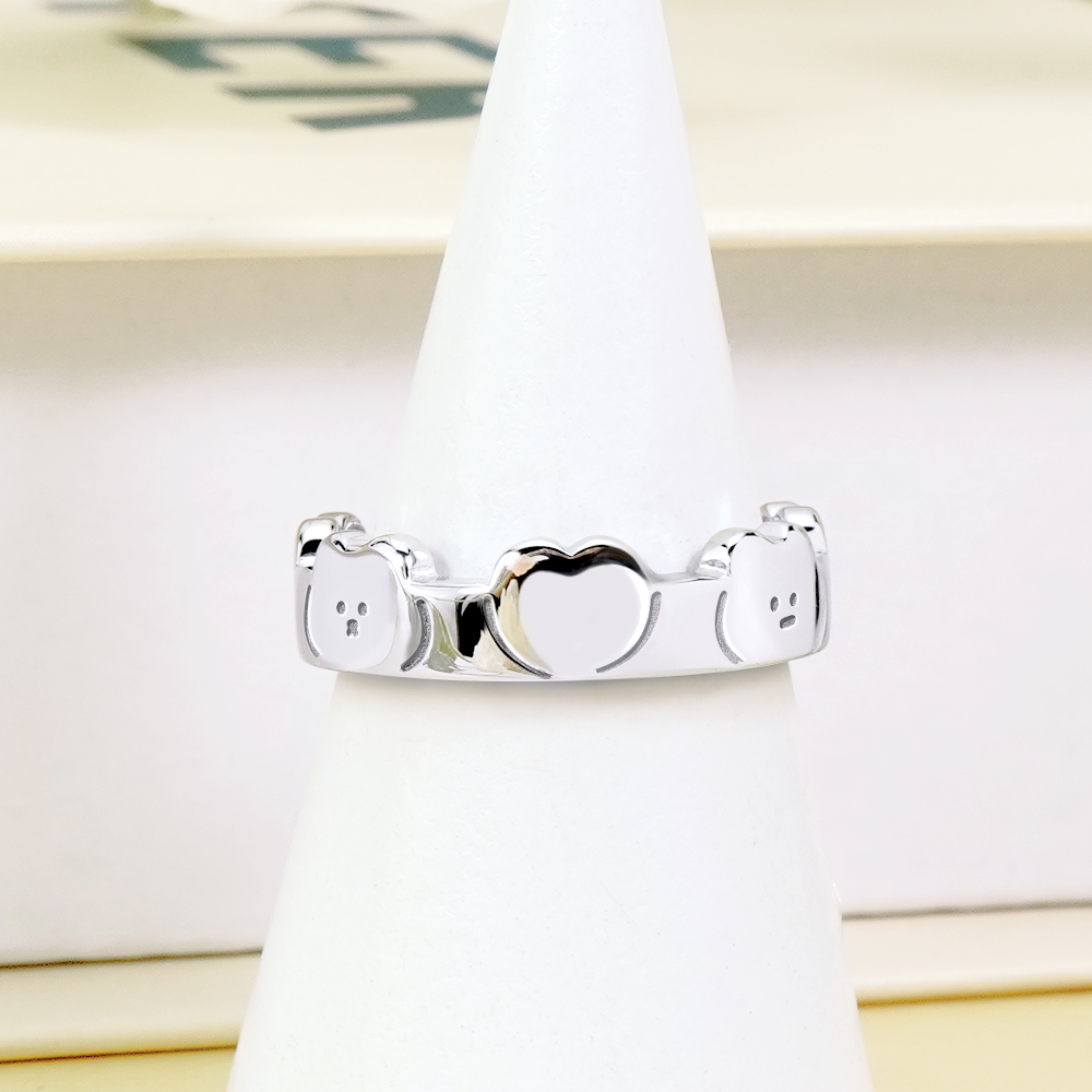 📦訂購 台灣限定 STORY 故事銀飾 布朗尼經典系列 麵包熊&巧克熊愛心純銀戒指