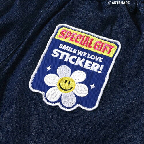 🆕【⭐訂購⭐】🌀 🇯🇵 日本直送🇯🇵 WIGGLE_WIGGLE系列 笑臉太陽花刺繡貼布 牛仔短褲🌀 [ELEA-0069][260607]