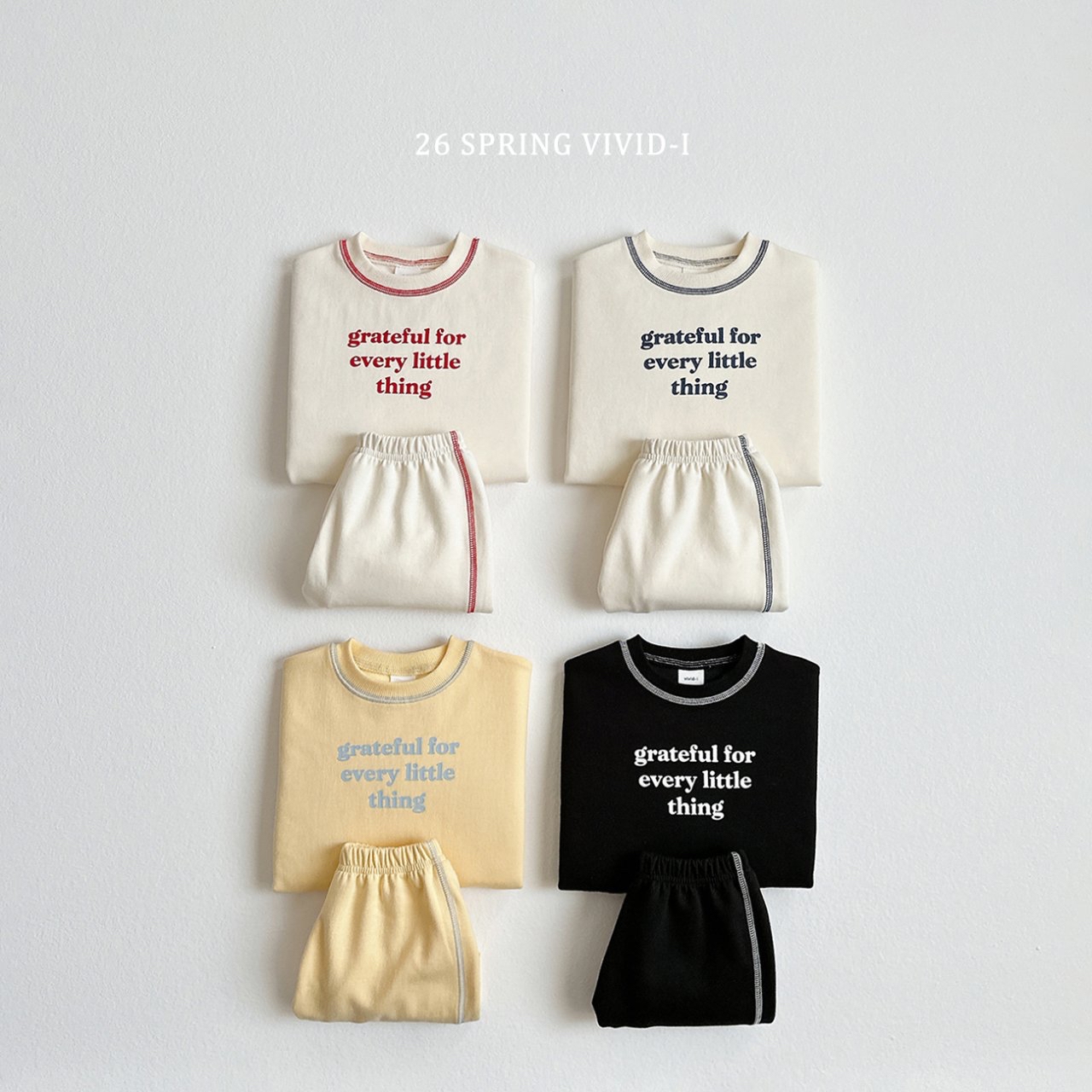 🌸預訂 韓國直送🌸🇰🇷VIVIDI四色字母印花撞色縫線長袖上下套裝