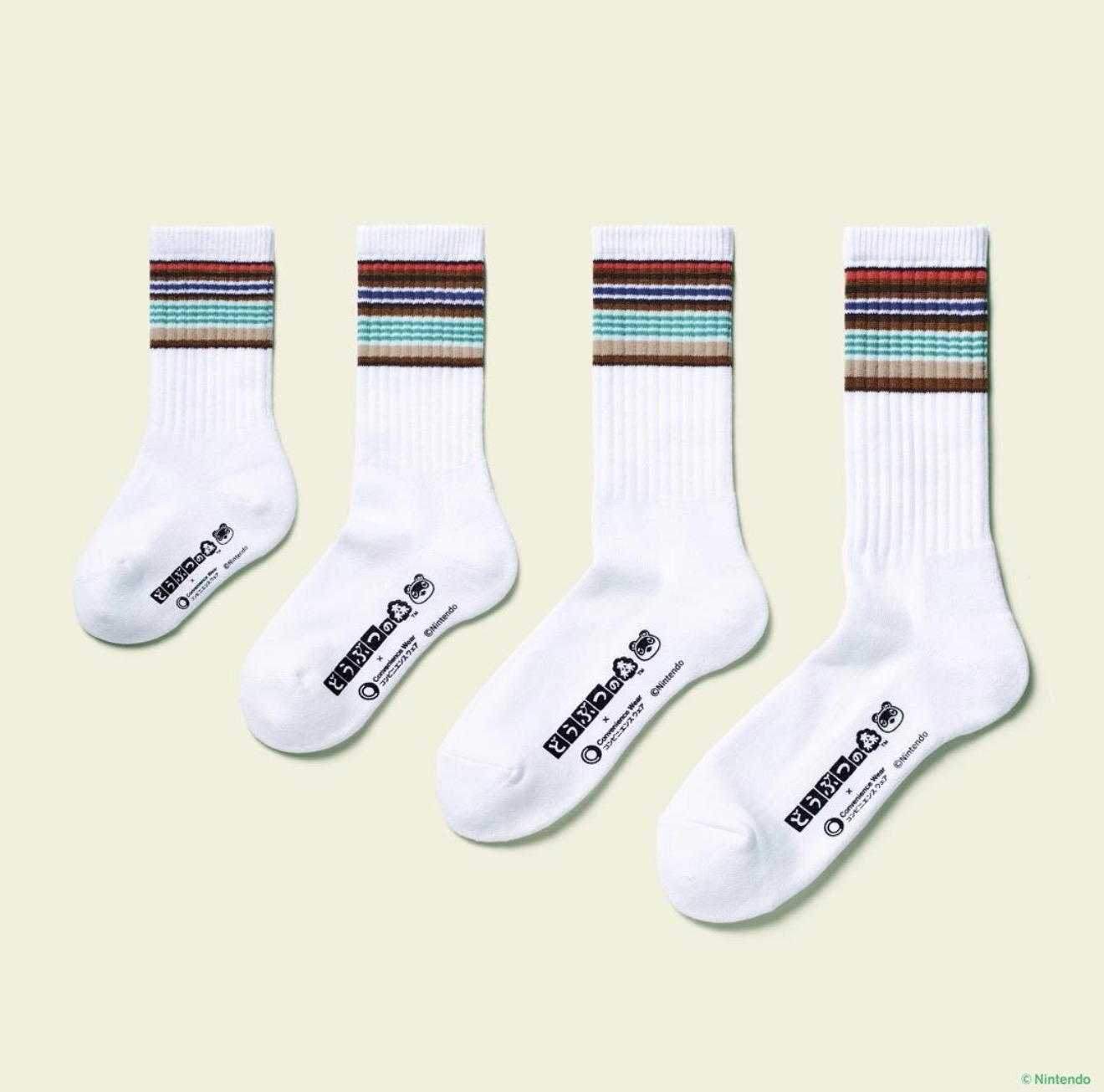 現貨 日本Family Mart  X 動物之森主題條紋襪子 19-22cm