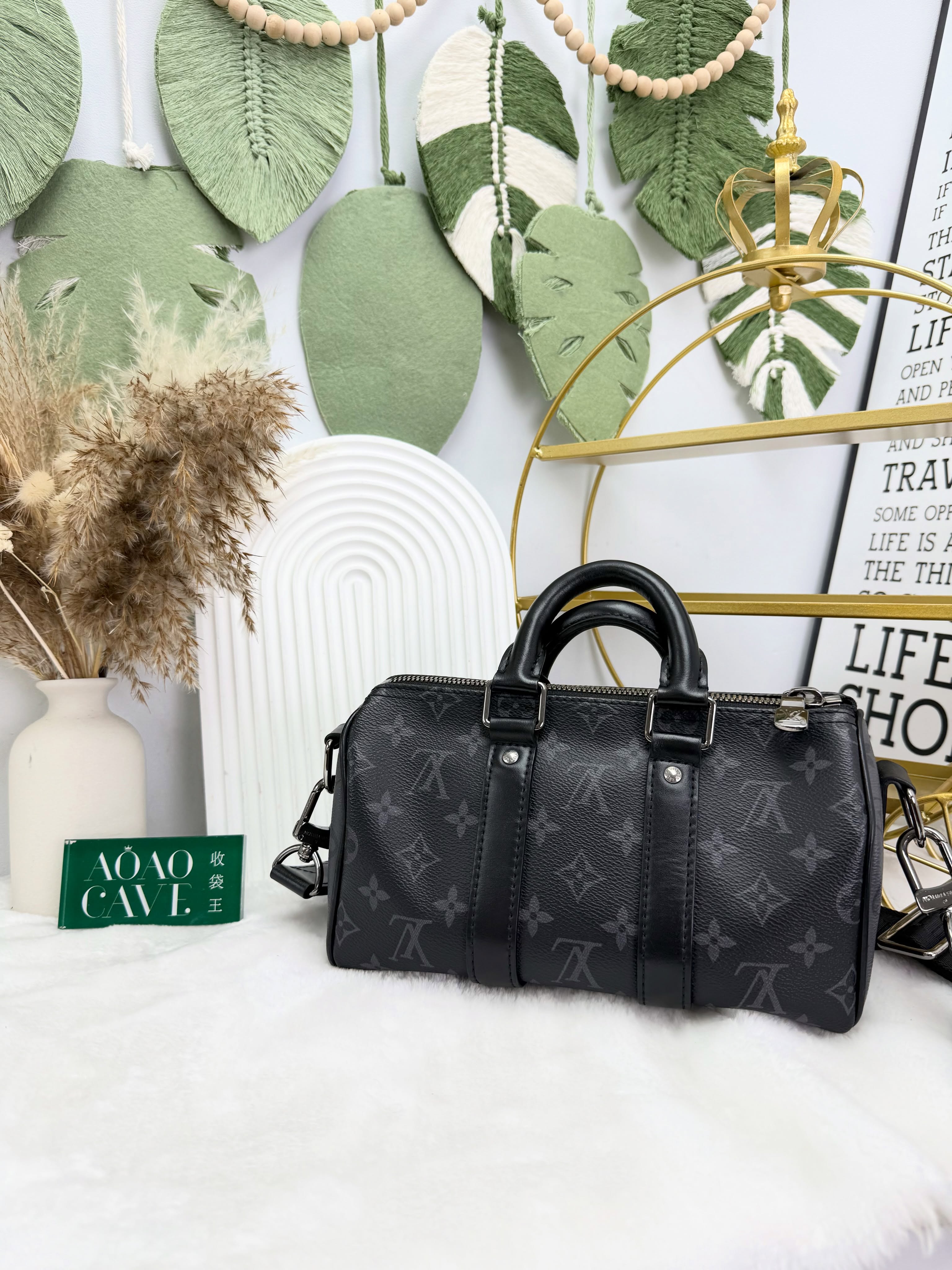 Lv👜 PRE OWNED 🛍️Keepall 25 黑武士老花🖤