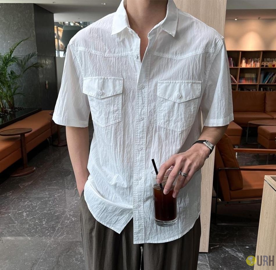 【100%保證韓國直送】Seersucker Western 輕盈爽滑泡泡紗美式西裝雙袋短袖襯衫 👕 [3 color] RG115874