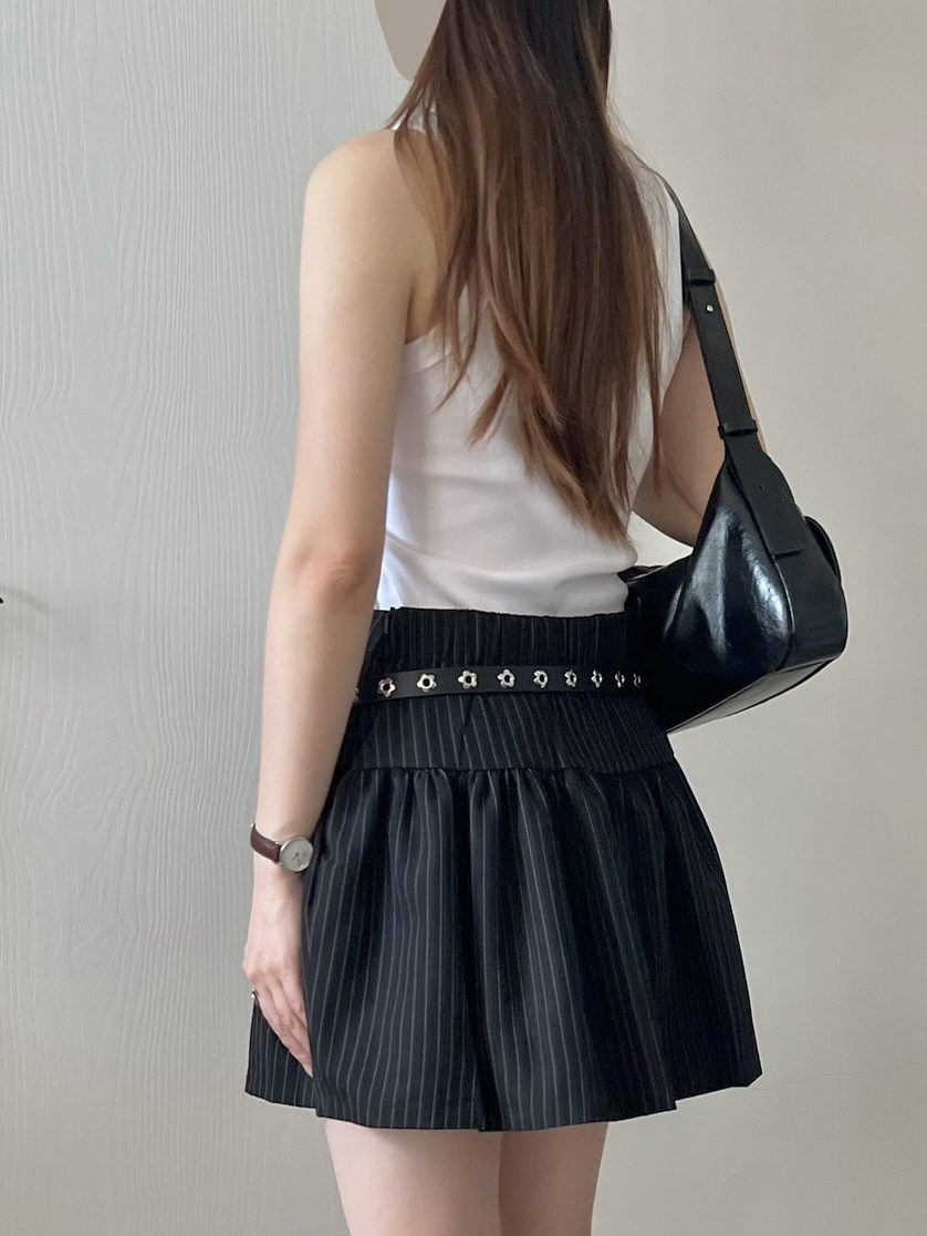 顯瘦條紋短裙 現貨