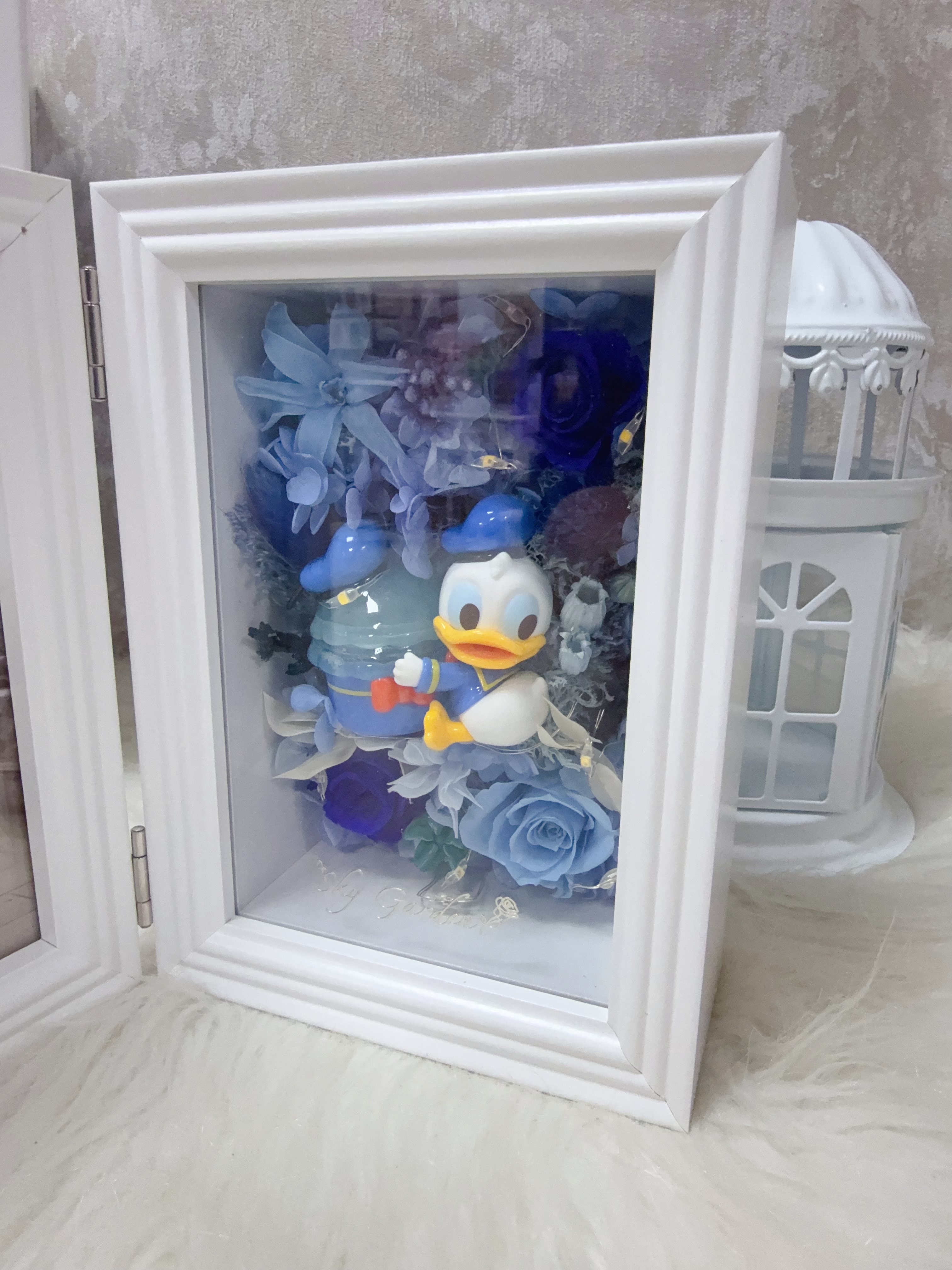 唐老鴨永生花4R藍玫瑰相架