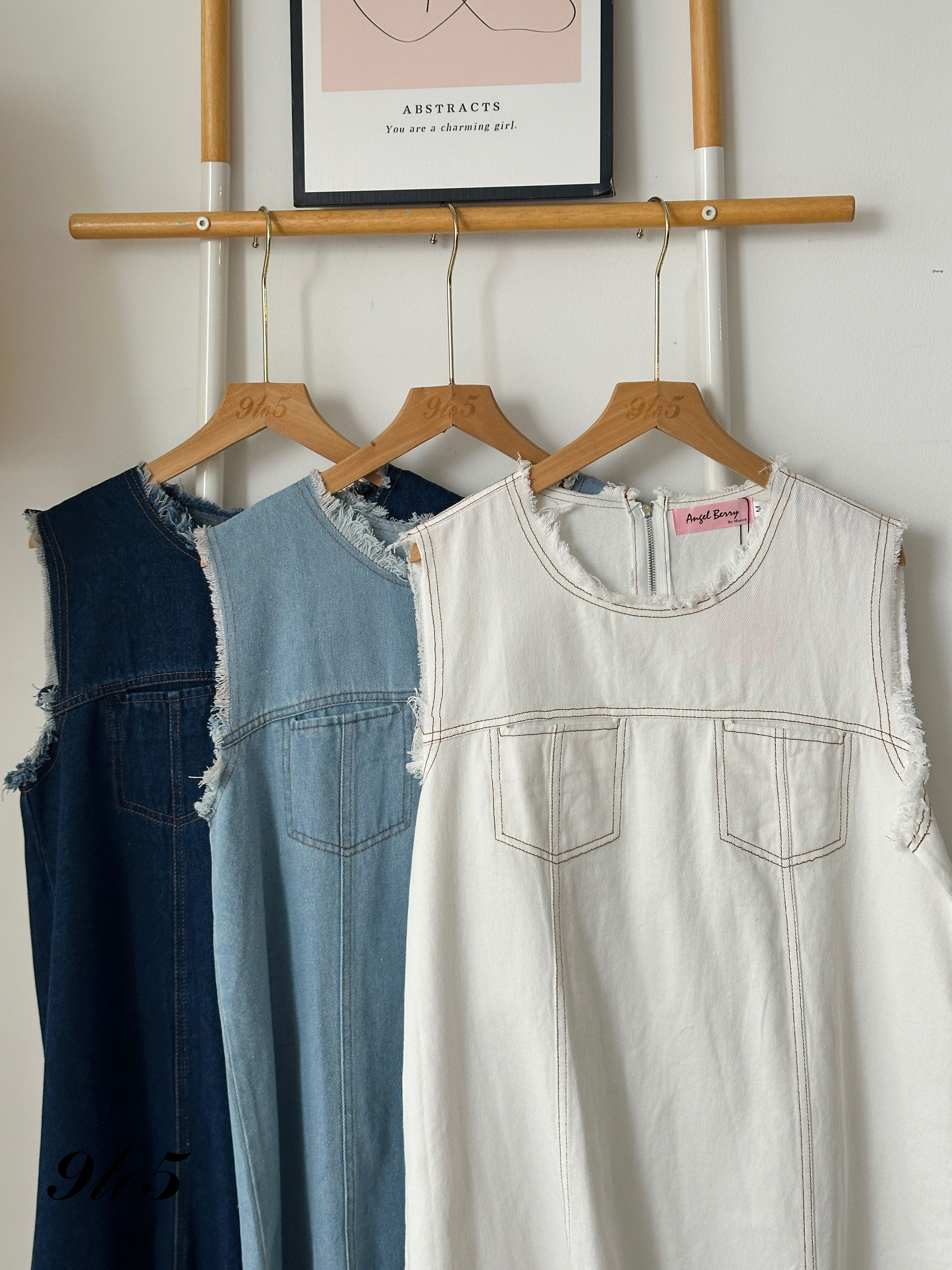 D2311 Sleeveless Denim Dress - 3 Colors