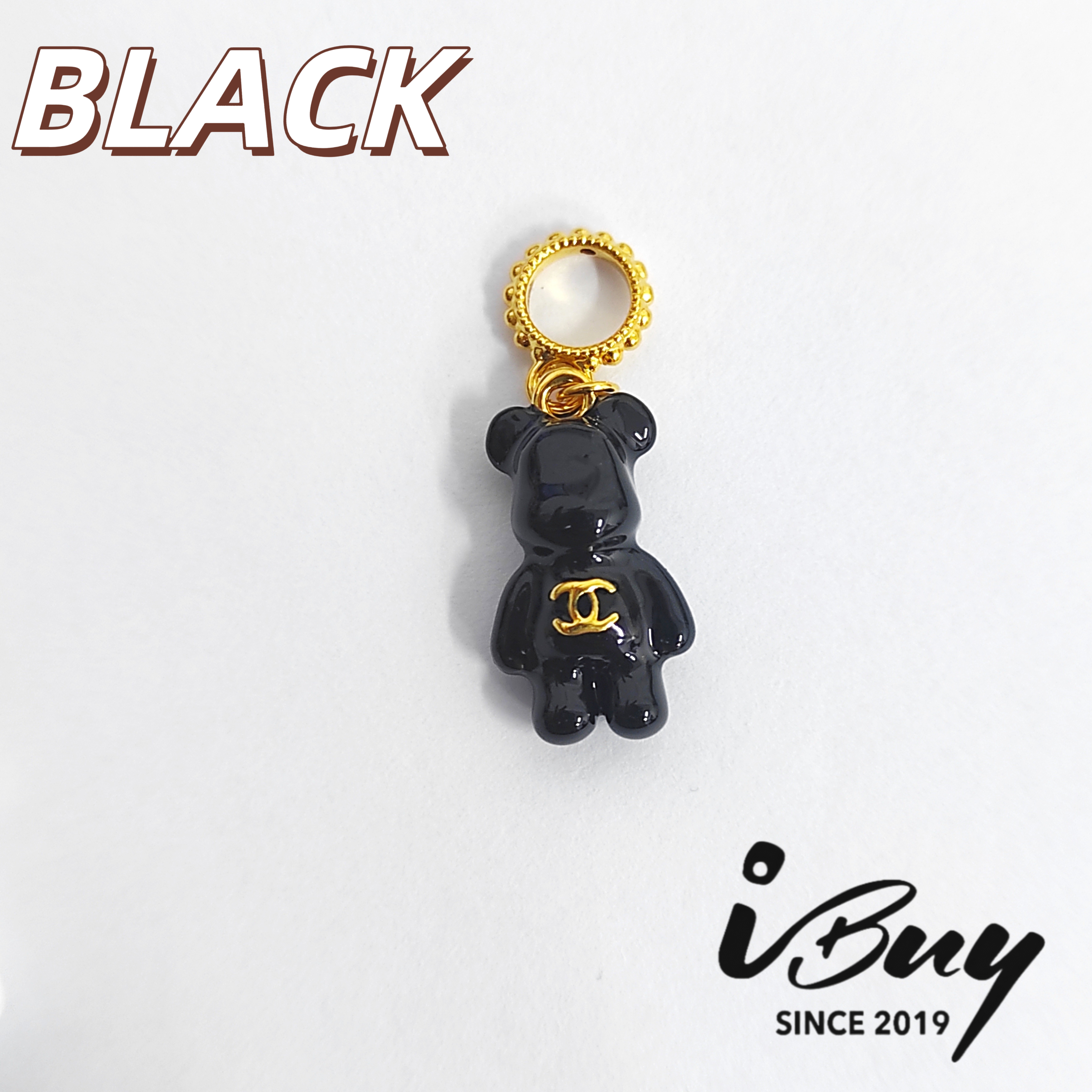 916 HARD GOLD C C BEAR CHARM BEAD 916硬金 双C熊串咀