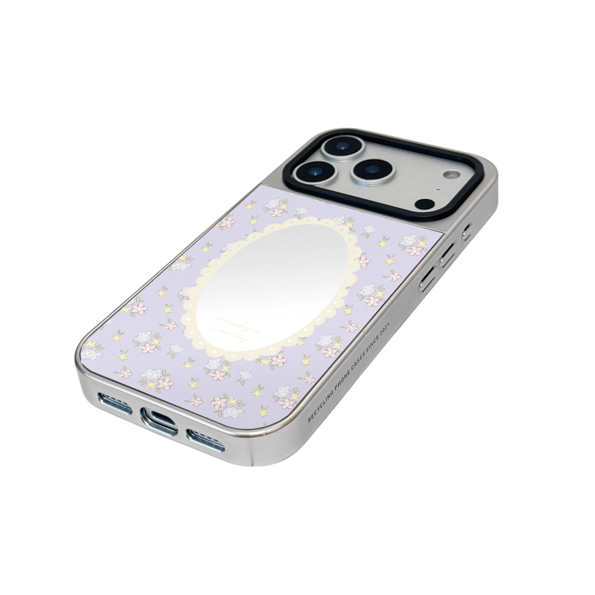 【Summer Petal Whisper *MilkyPurple*】銀框鏡面MagSafe iPhone Case