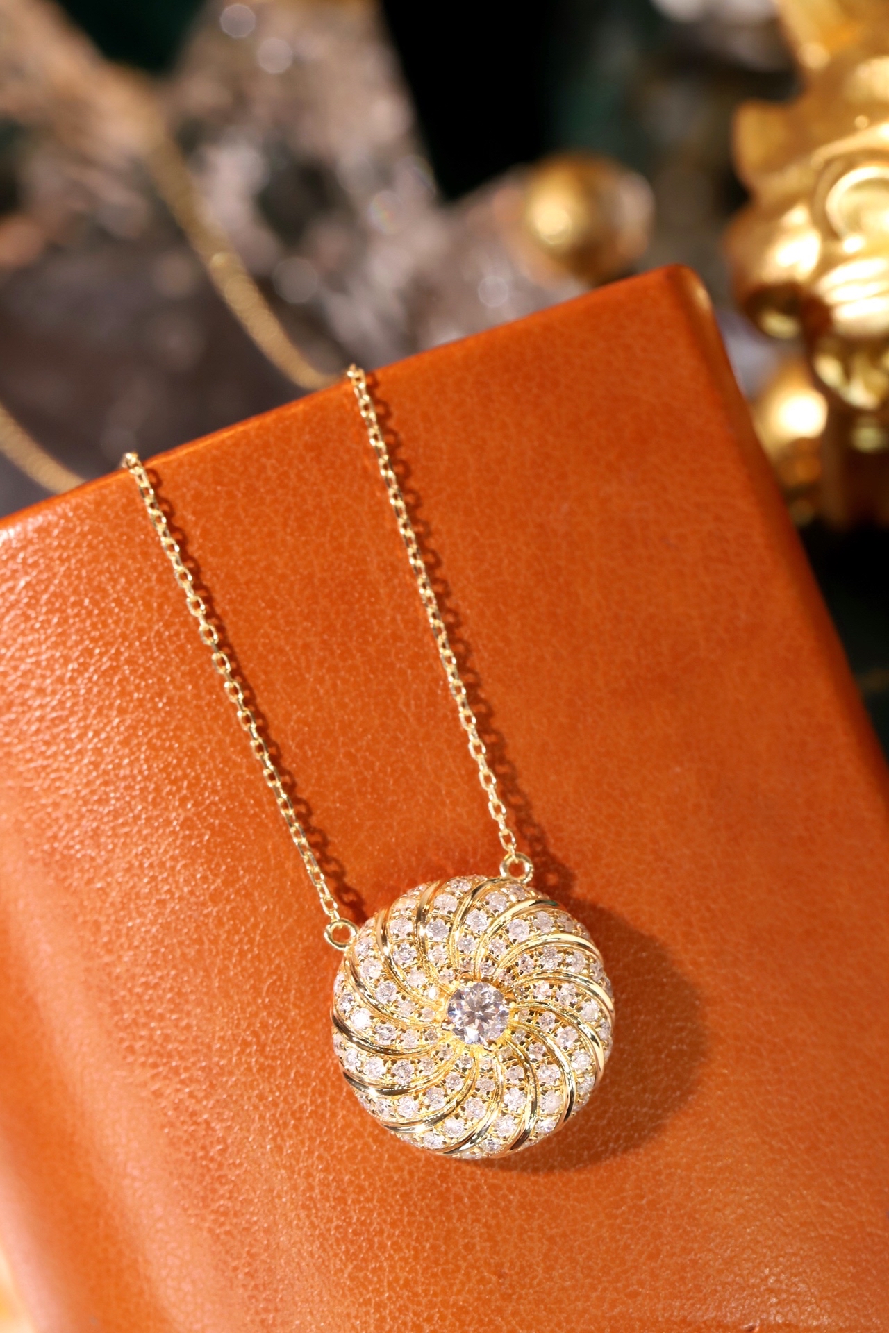 Radiant Swirl Diamond Pendant