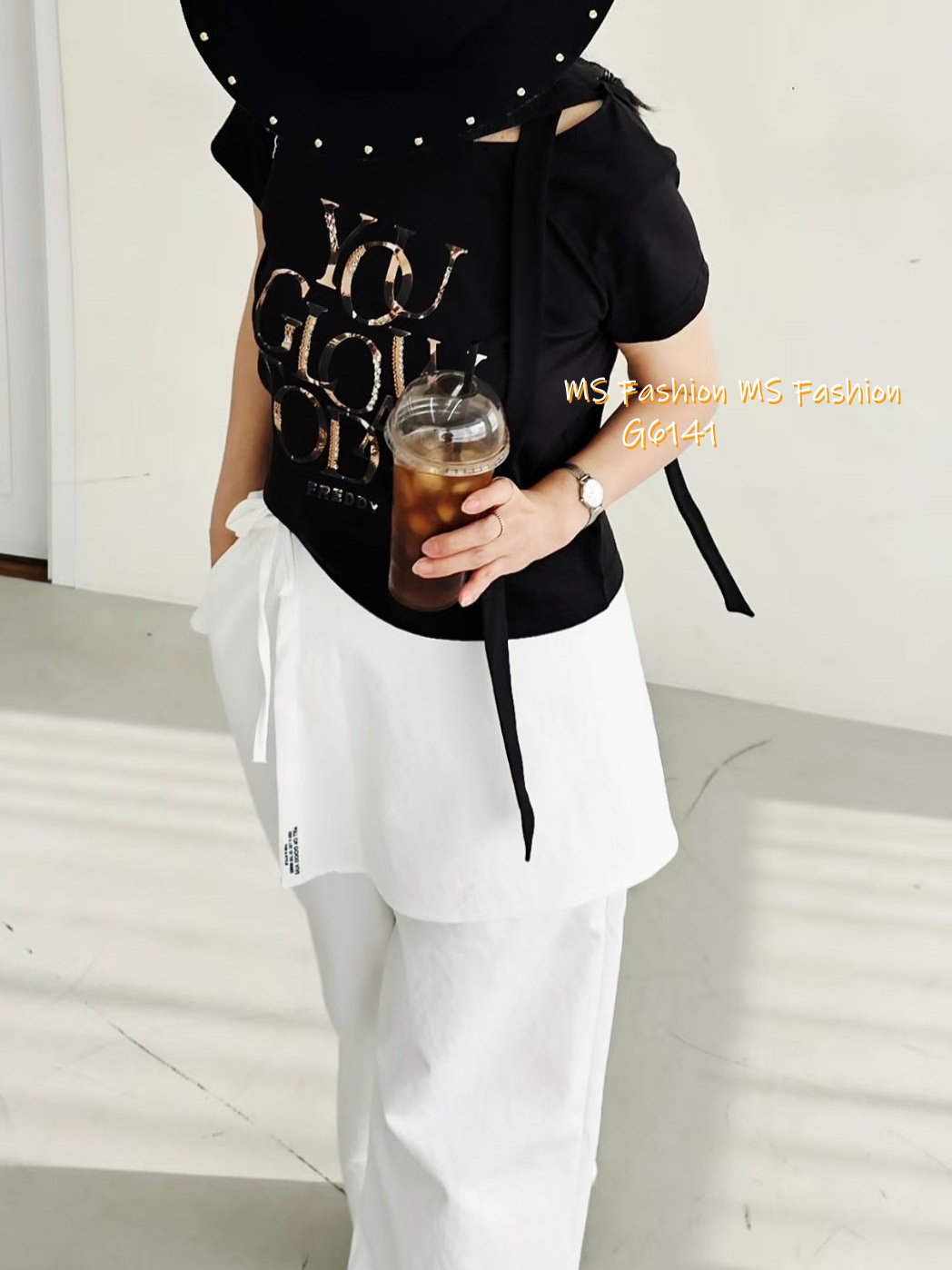 G6141 韓國🇰🇷型格字母閃石top