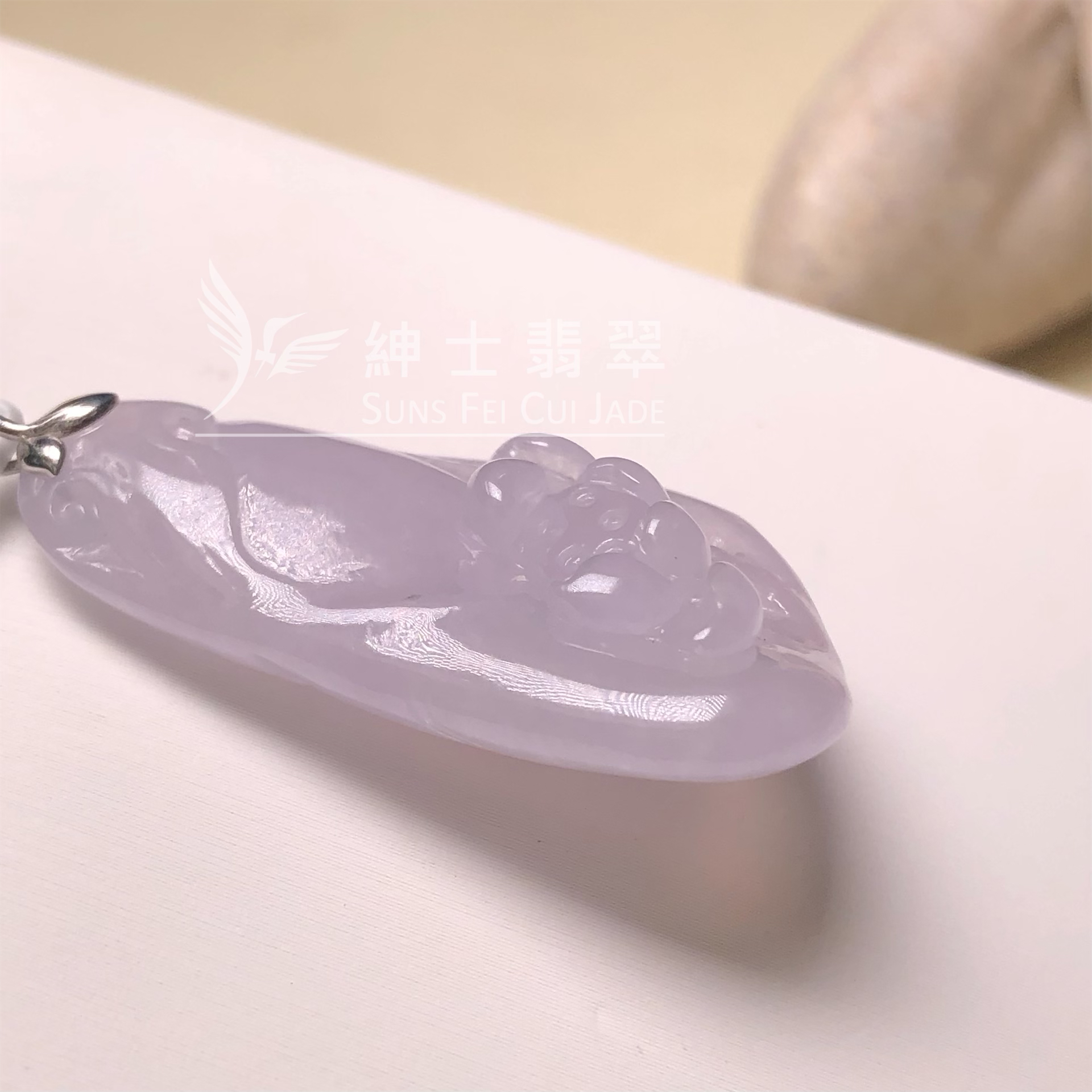 YK00162 糯冰紫蓮花吊墜 