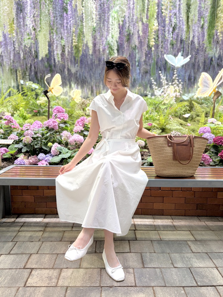 Elasticated Waist Shirt Dress (White)
