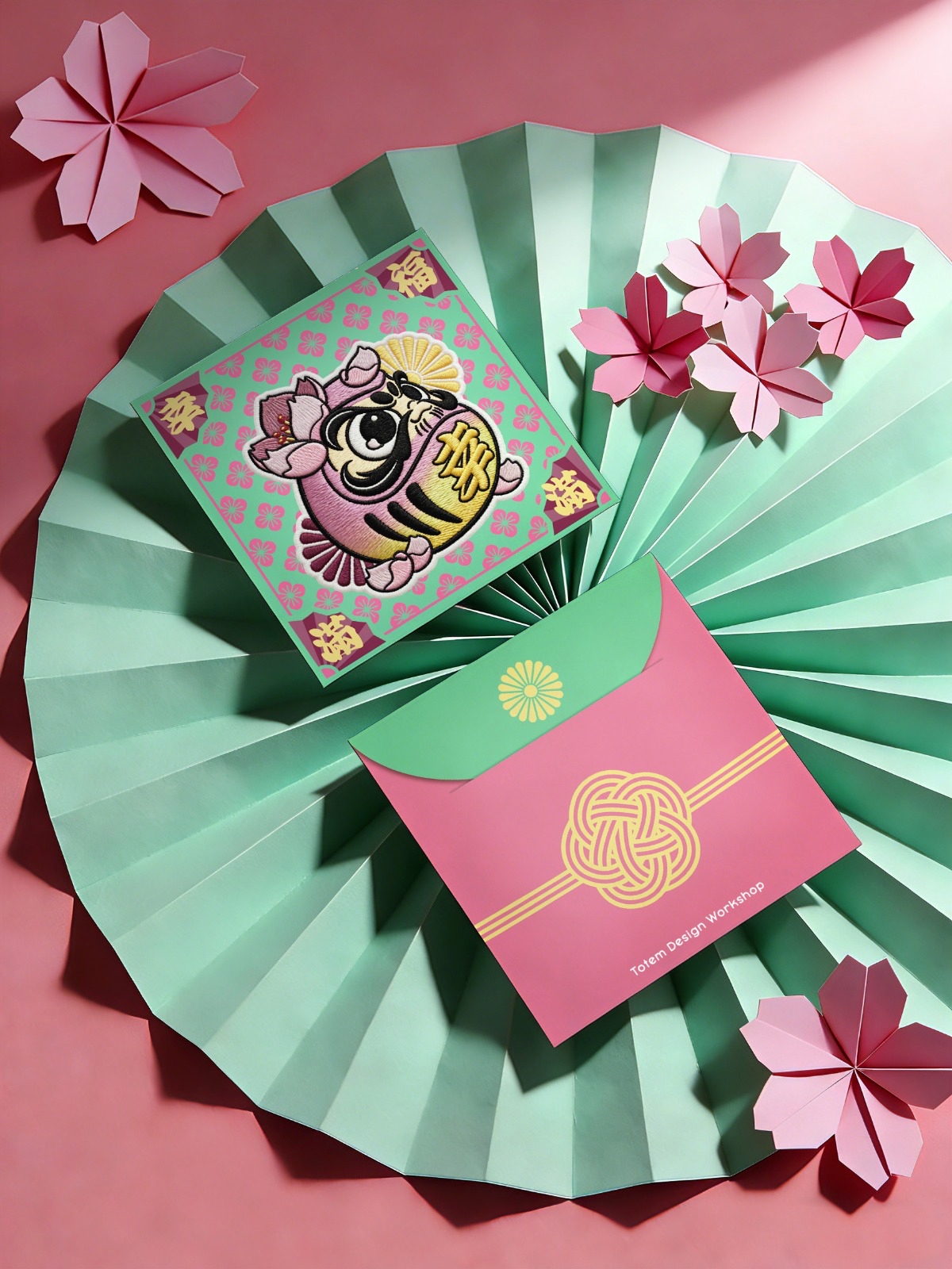 刺繡印花達摩開運利是封