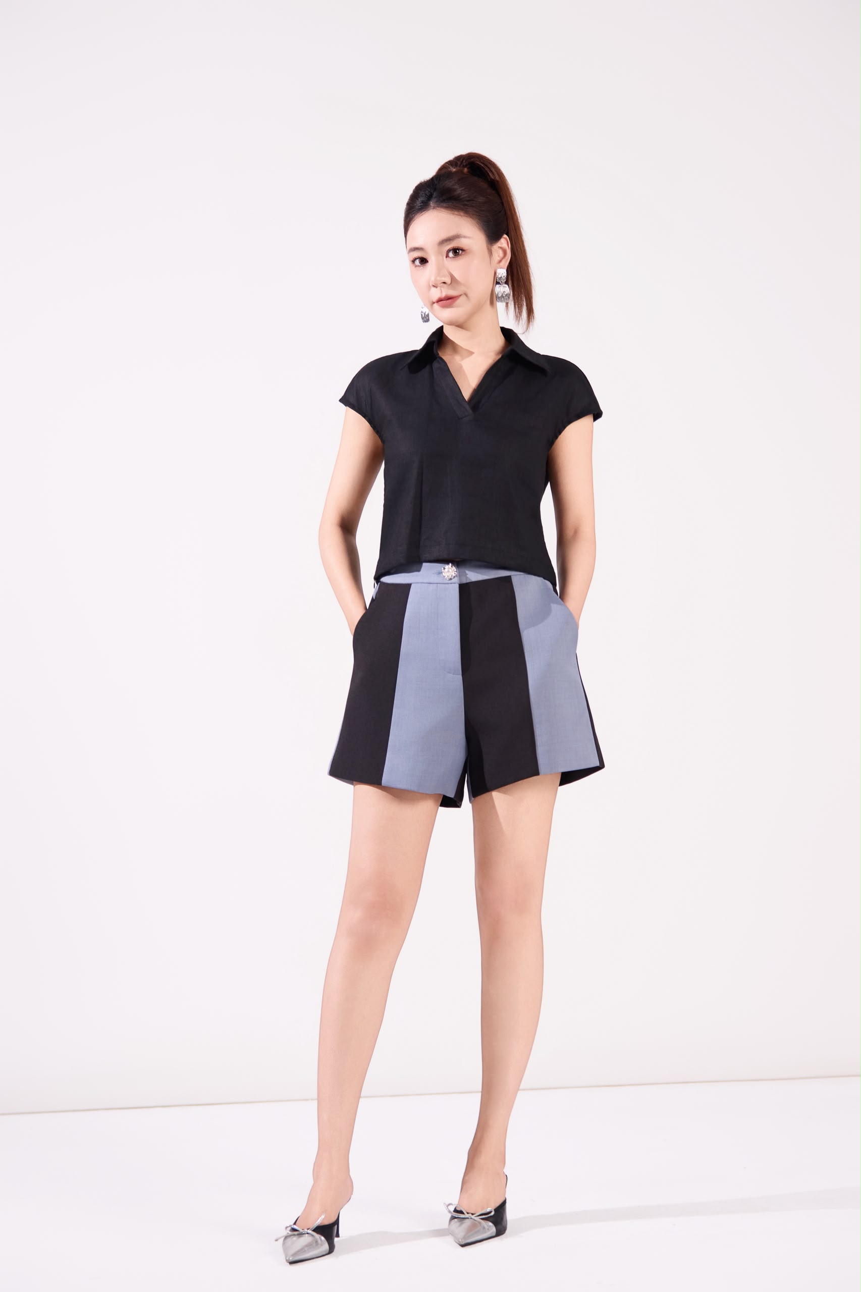 13141399 Contrast Panel Tailored Shorts