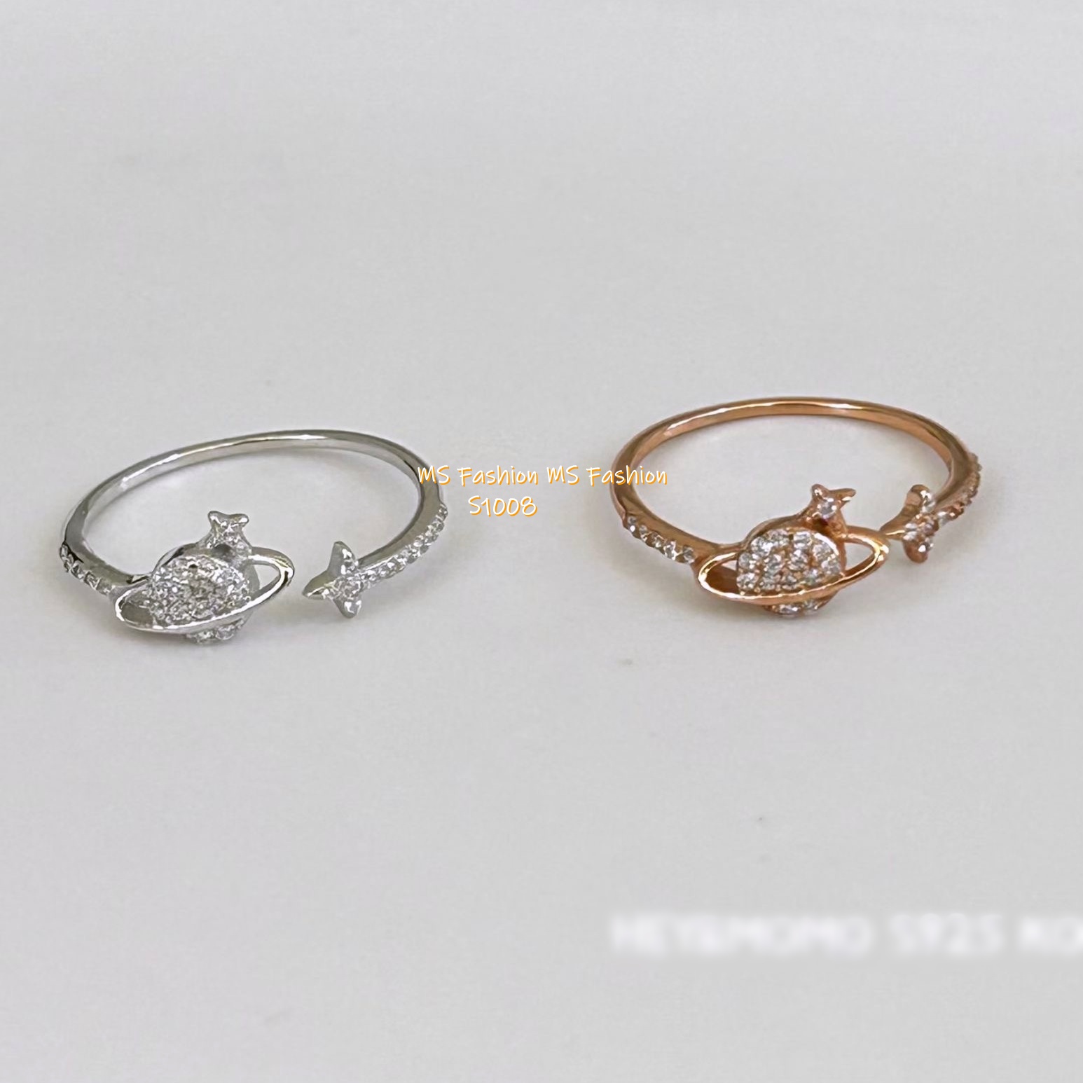 S1008 韓國🇰🇷S925閃石UFO前開口戒指