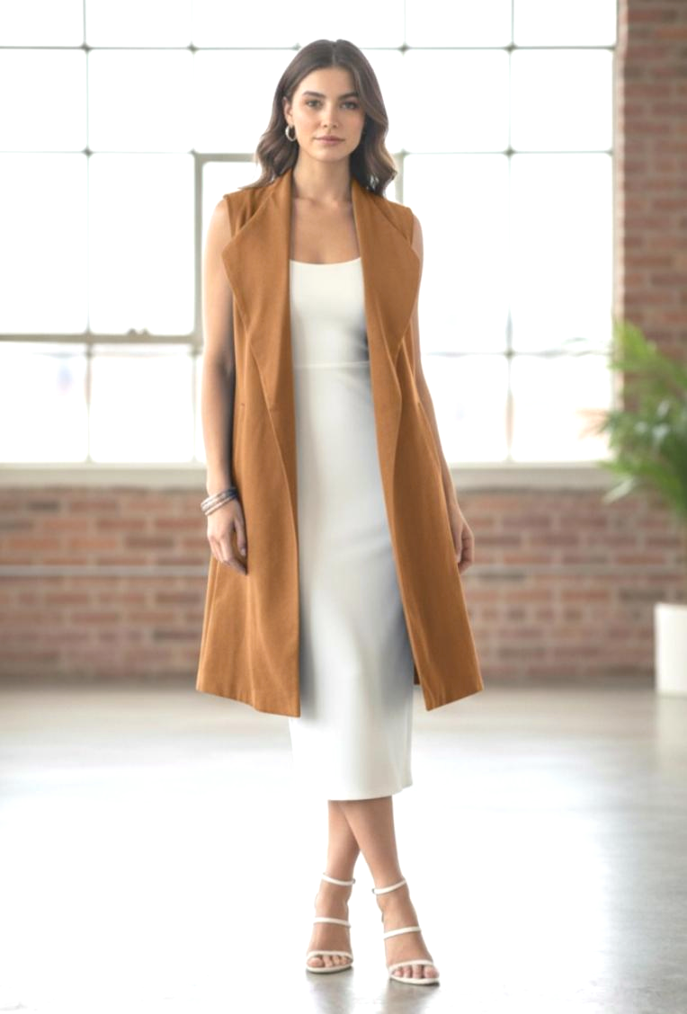 Oversized Lapel Long Vest