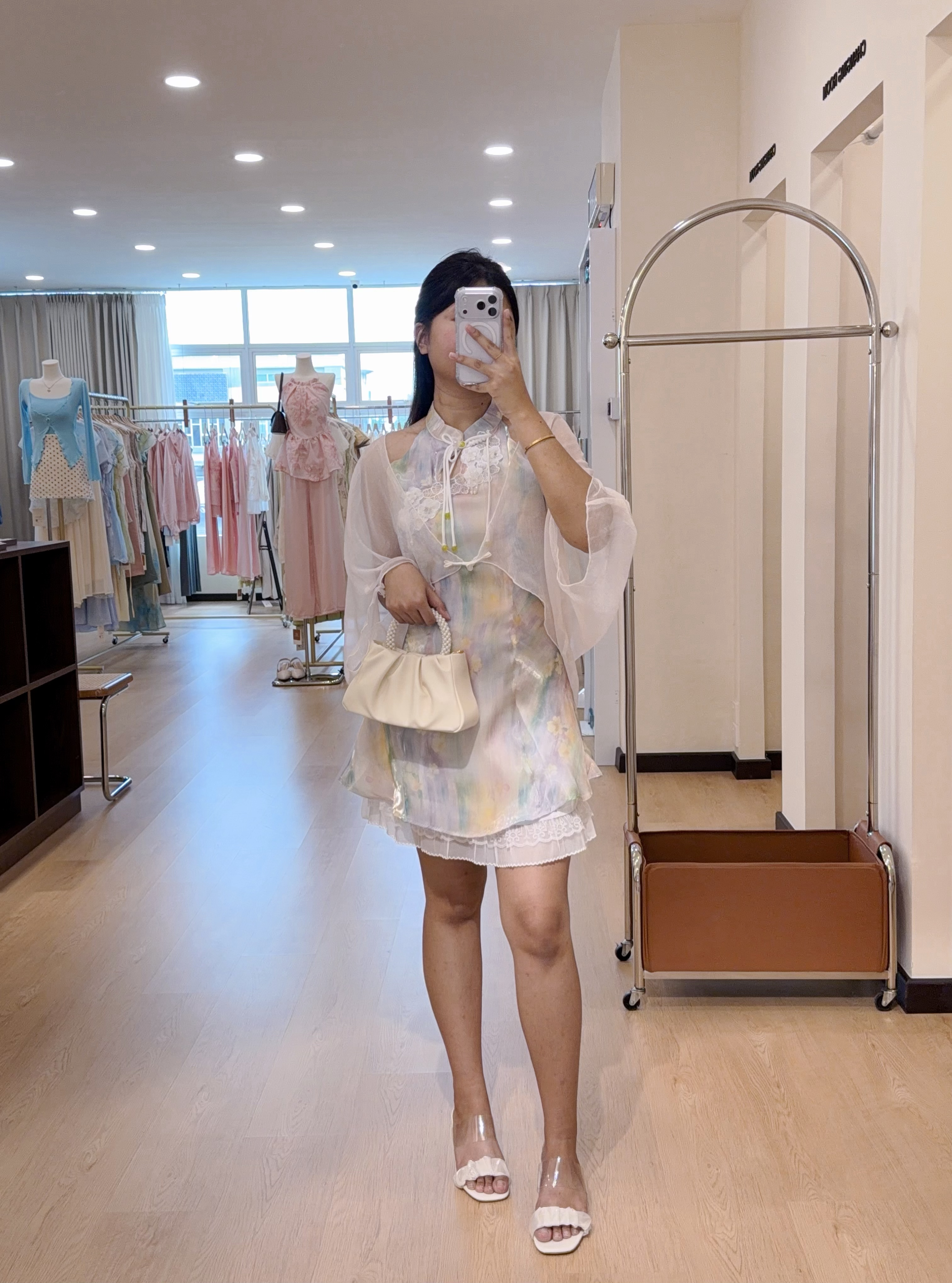 0429挂脖新中式旗袍连身裙