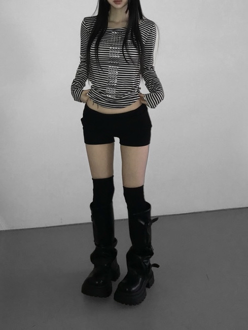 Studded Cross Striped Top