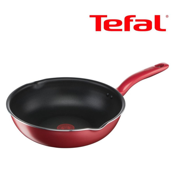 Tefal特福28厘米易潔深煎鍋雅緻紅GV6(電磁爐適用)G13586
