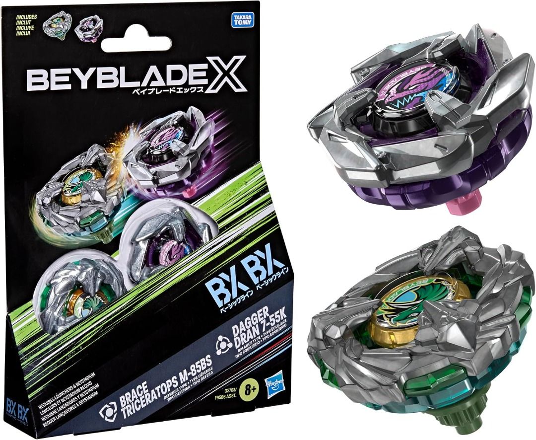 Pre Order 預訂 - (美版) 爆旋陀螺X BEYBLADE X 三角龍壓 Brace Triceratops M-85BS & 蒼龍利刃 K軸 Dagger Dran 7-55K K bit