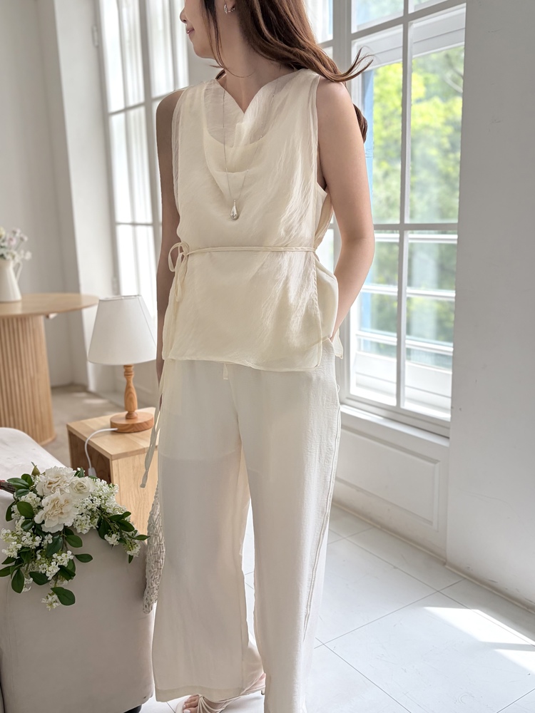 The Airy Elastic Pants (Cream)