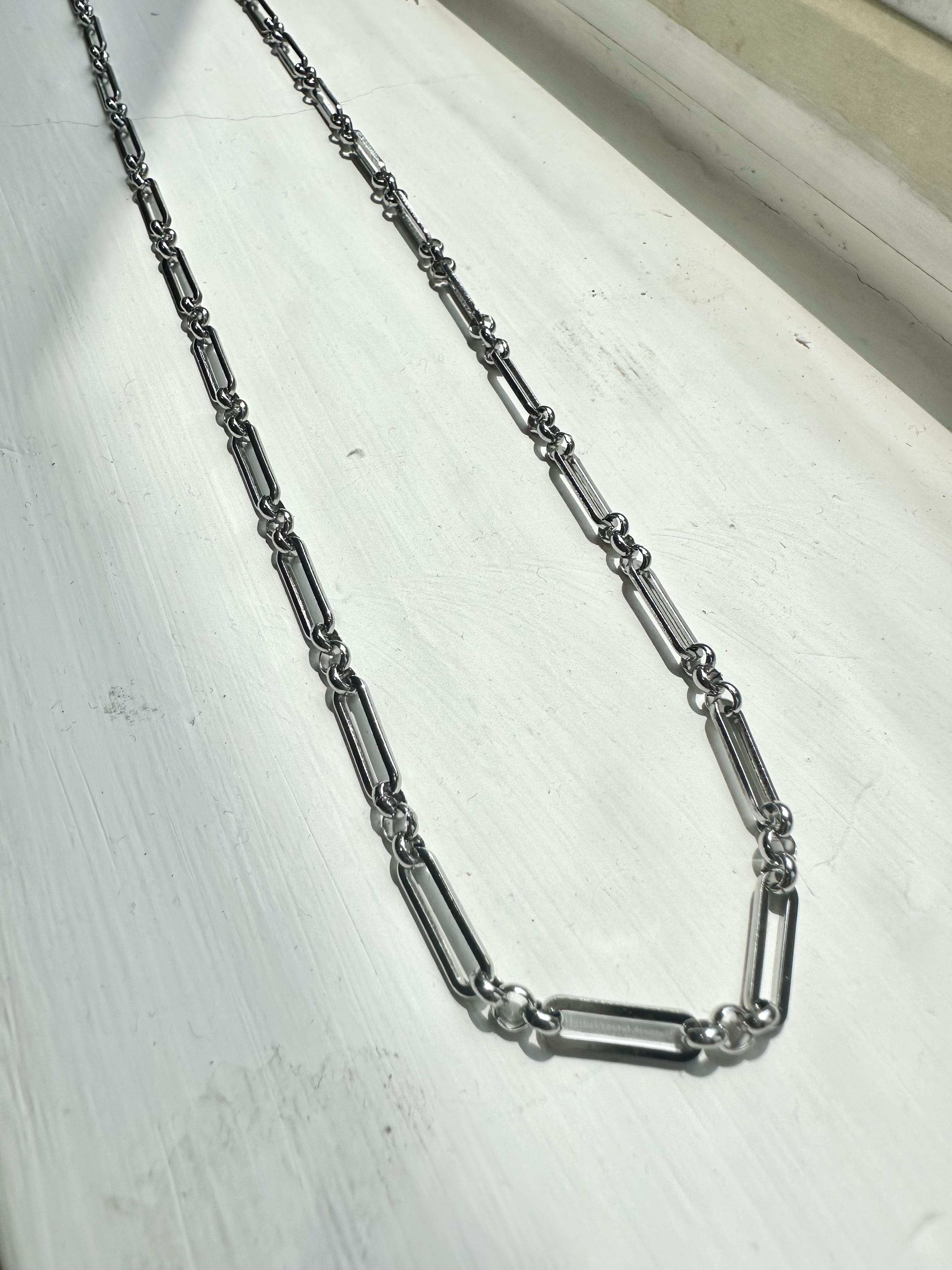 Sliver long chain stainless necklace