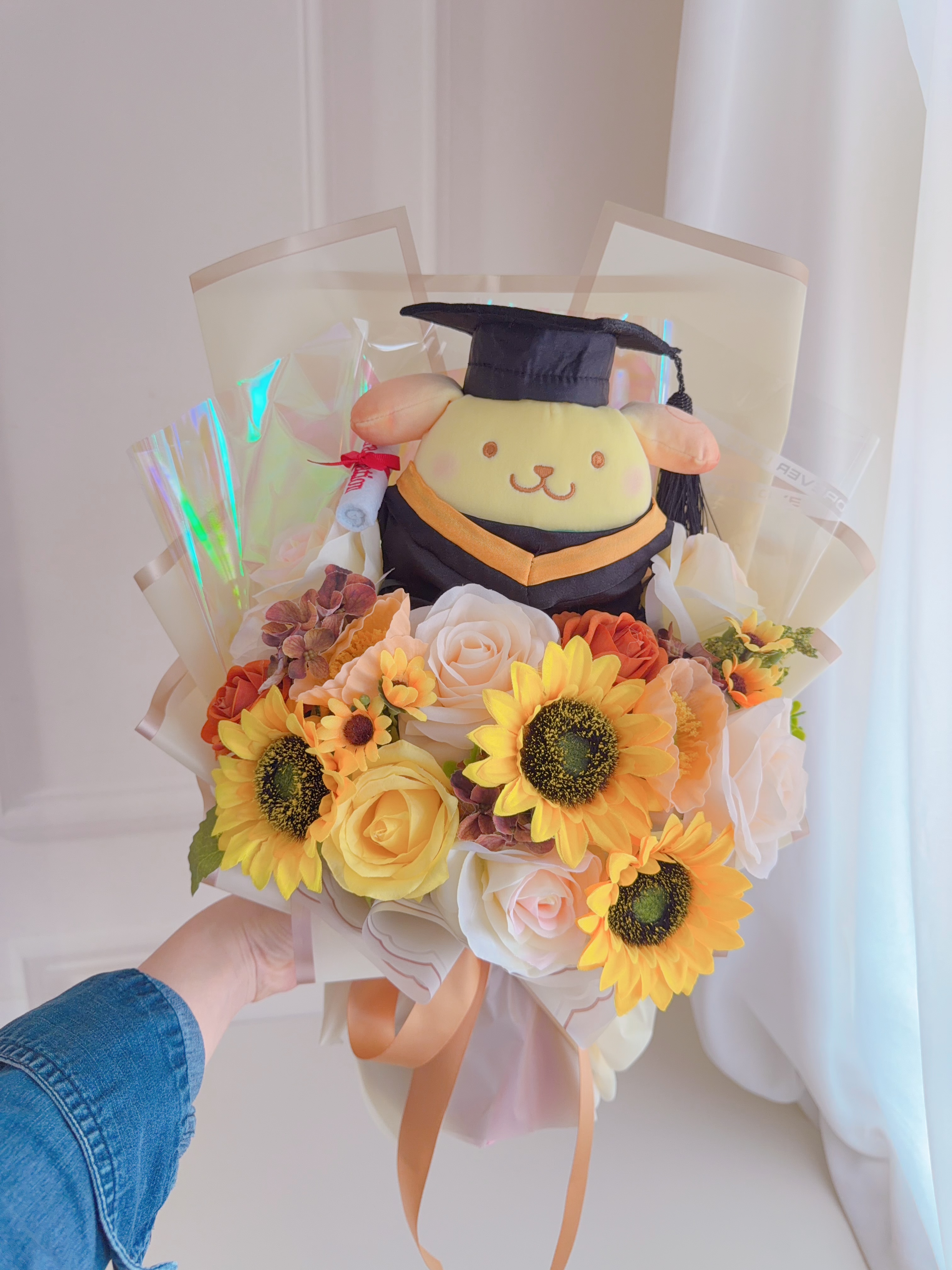 (現貨)布甸狗畢業公仔花