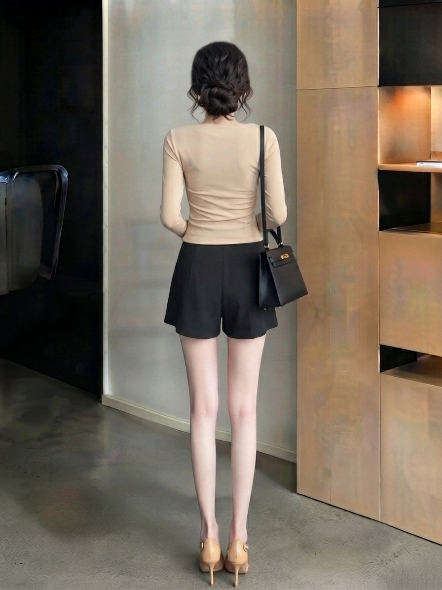 Ruched Mesh Long-Sleeve Top M236