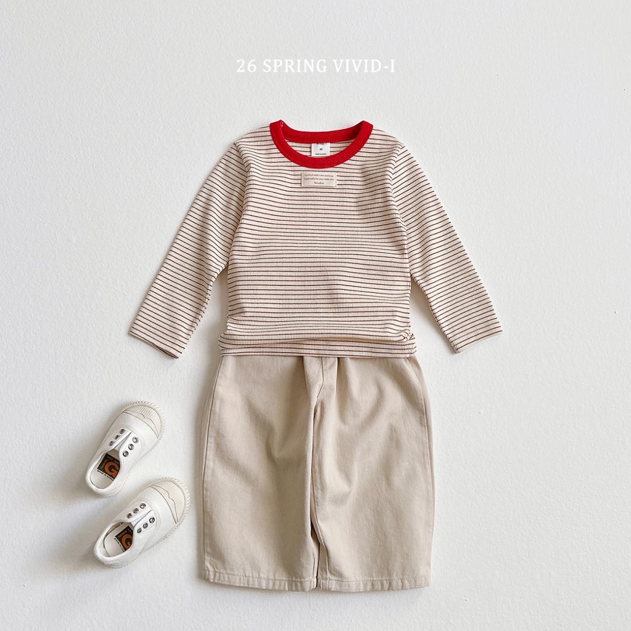 🌸預訂 韓國直送🌸🇰🇷VIVIDI四色撞色領條紋長袖打底上衣