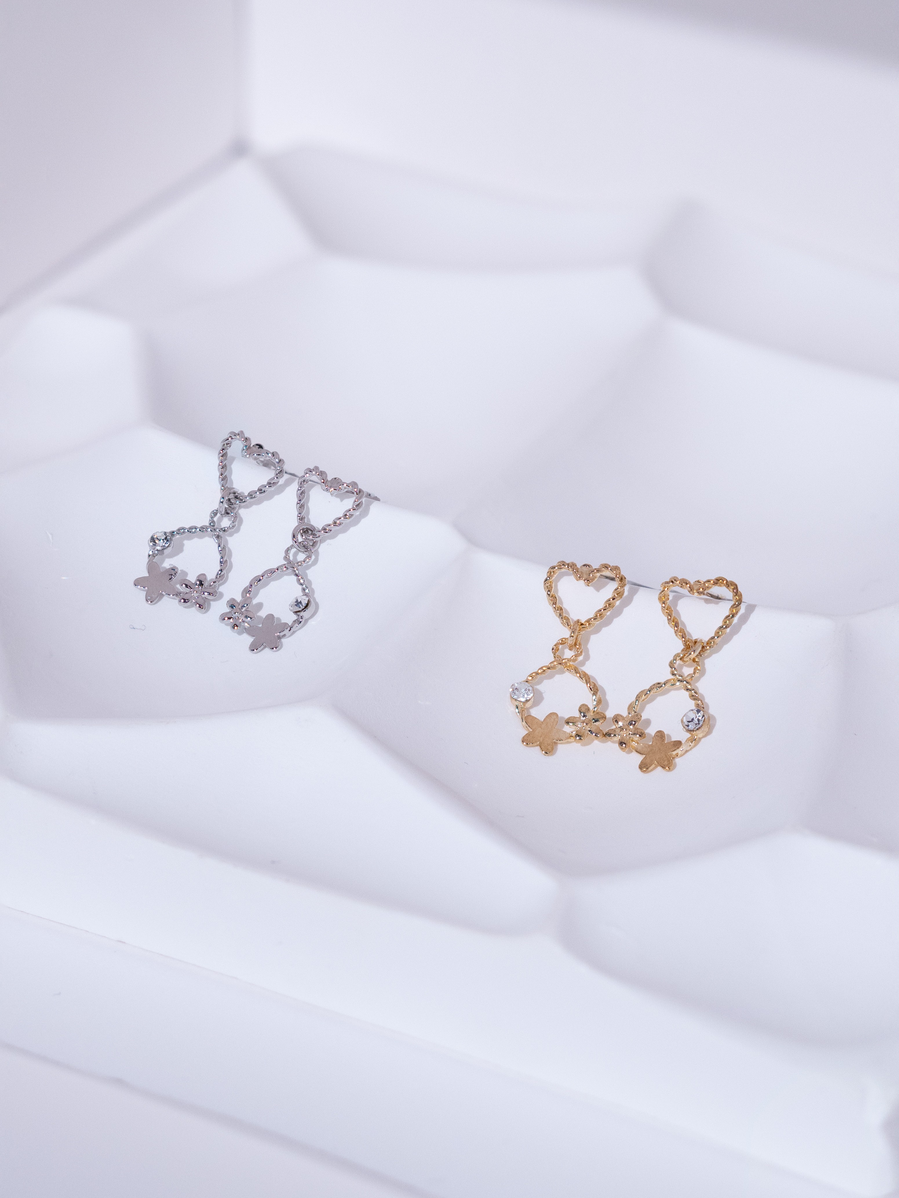 Dainty Heart Bloom Stud Earrings