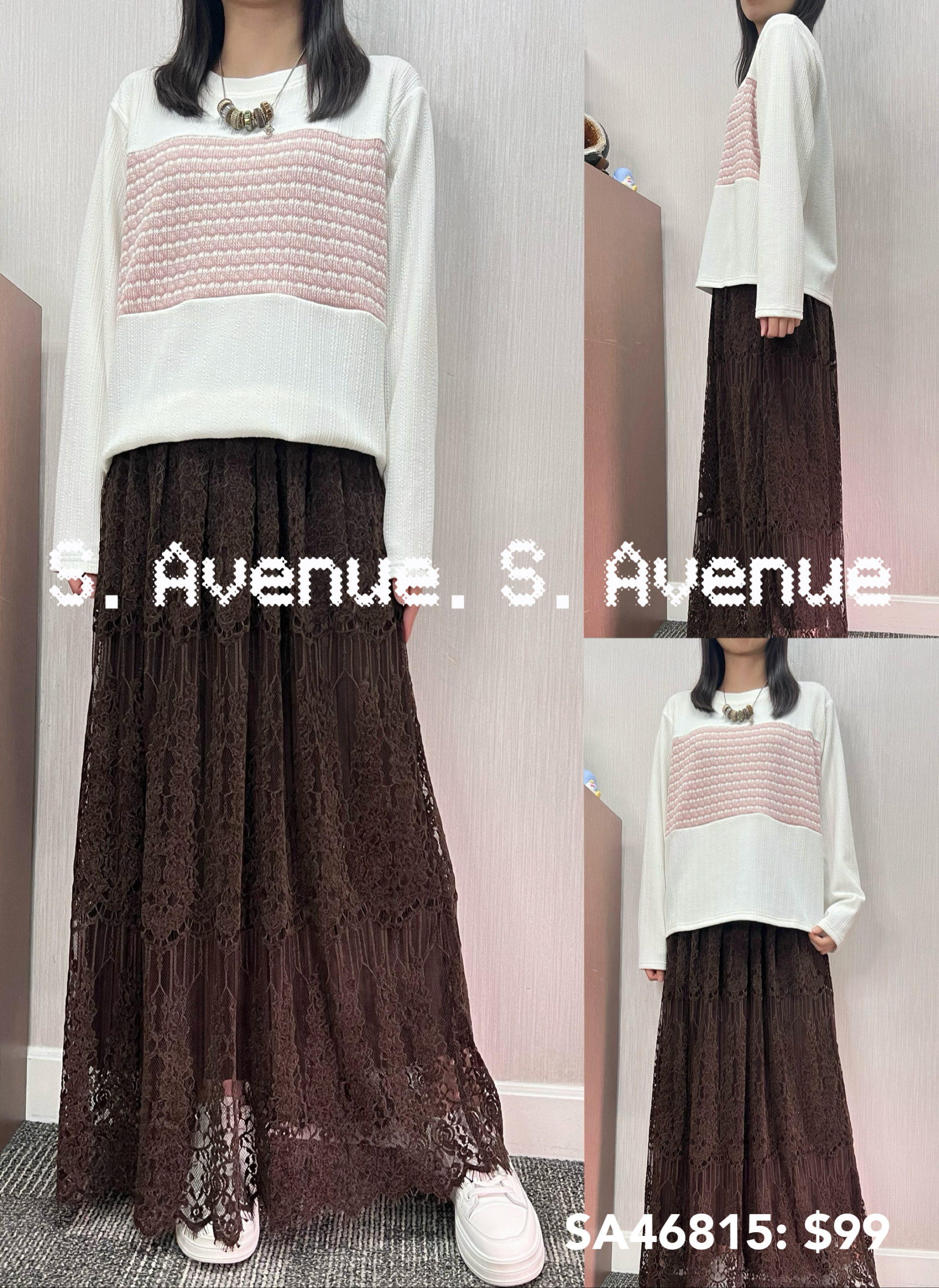 SA46815: 長袖中間間條top