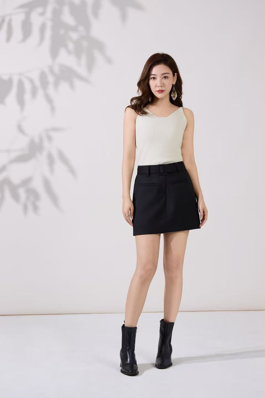 12141376 Olivia Belted A-Line Mini Skirt